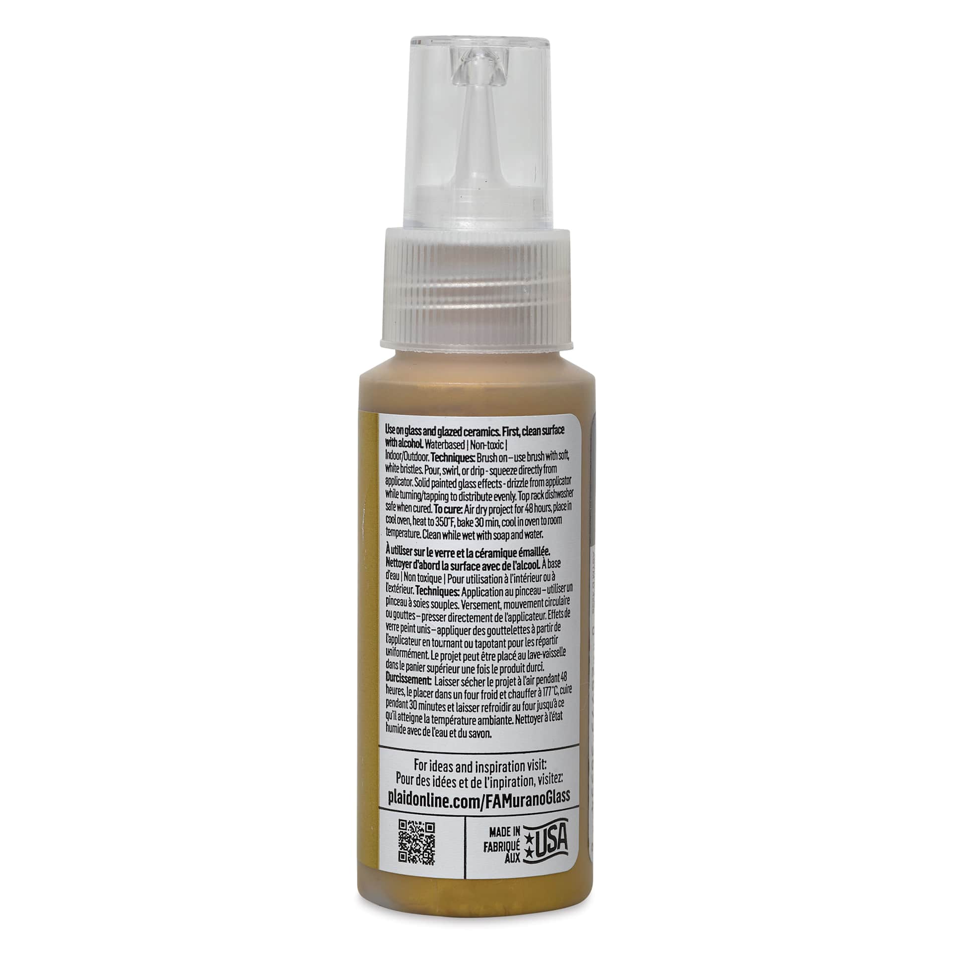 FolkArt Murano Glass Paint - Metallic Gold, 2 oz back