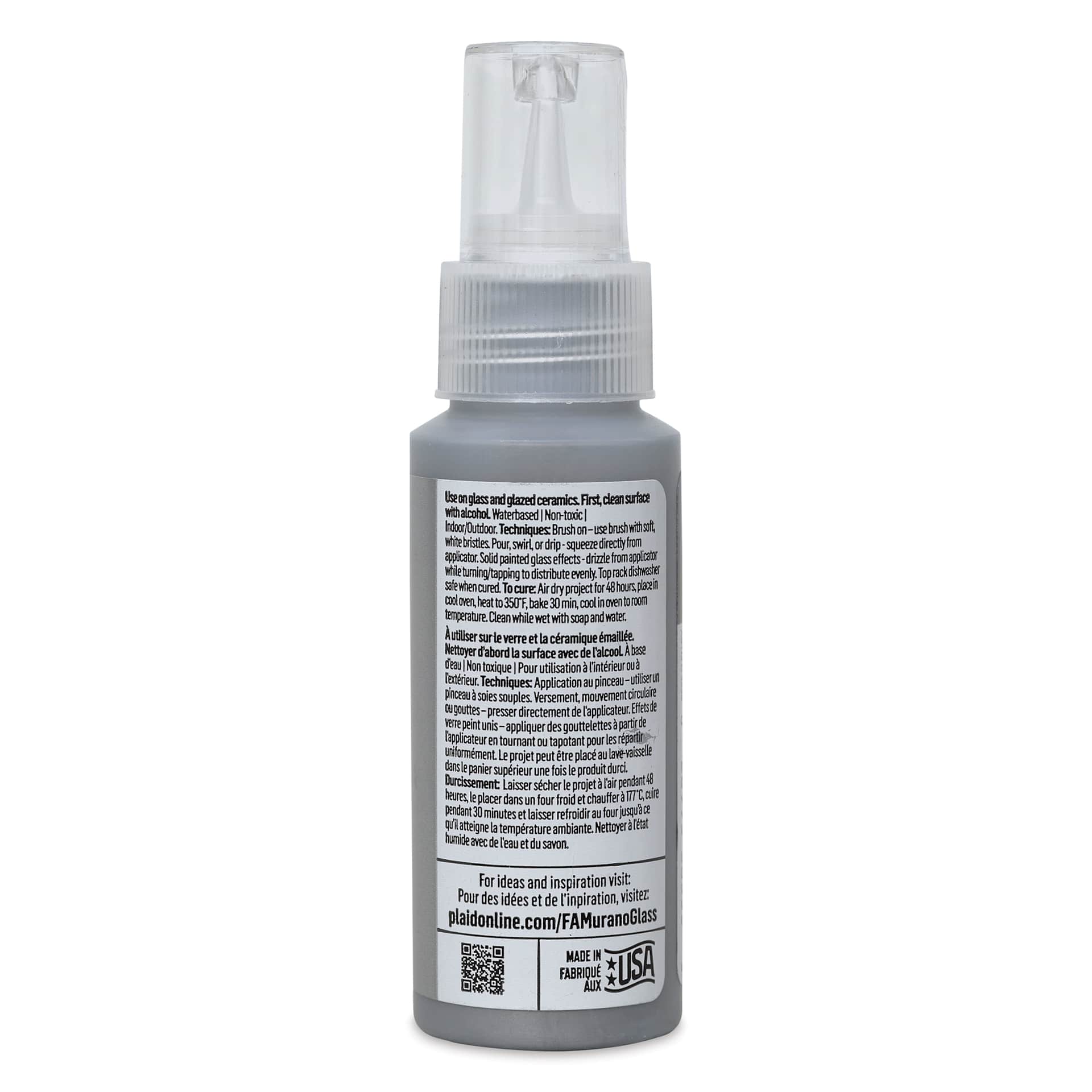 FolkArt Murano Glass Paint - Metallic Silver, 2 oz back