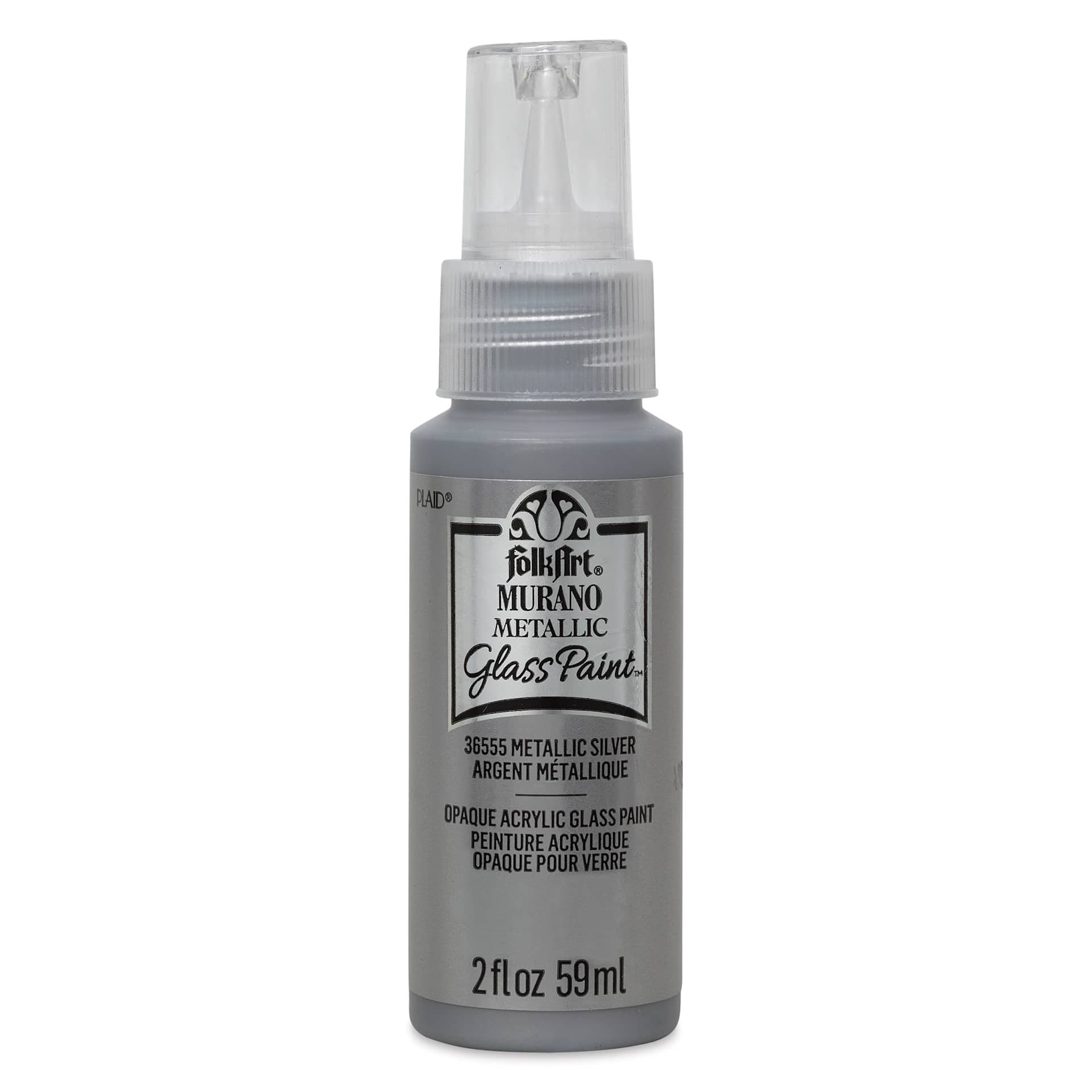 FolkArt Murano Glass Paint - Metallic Silver, 2 oz