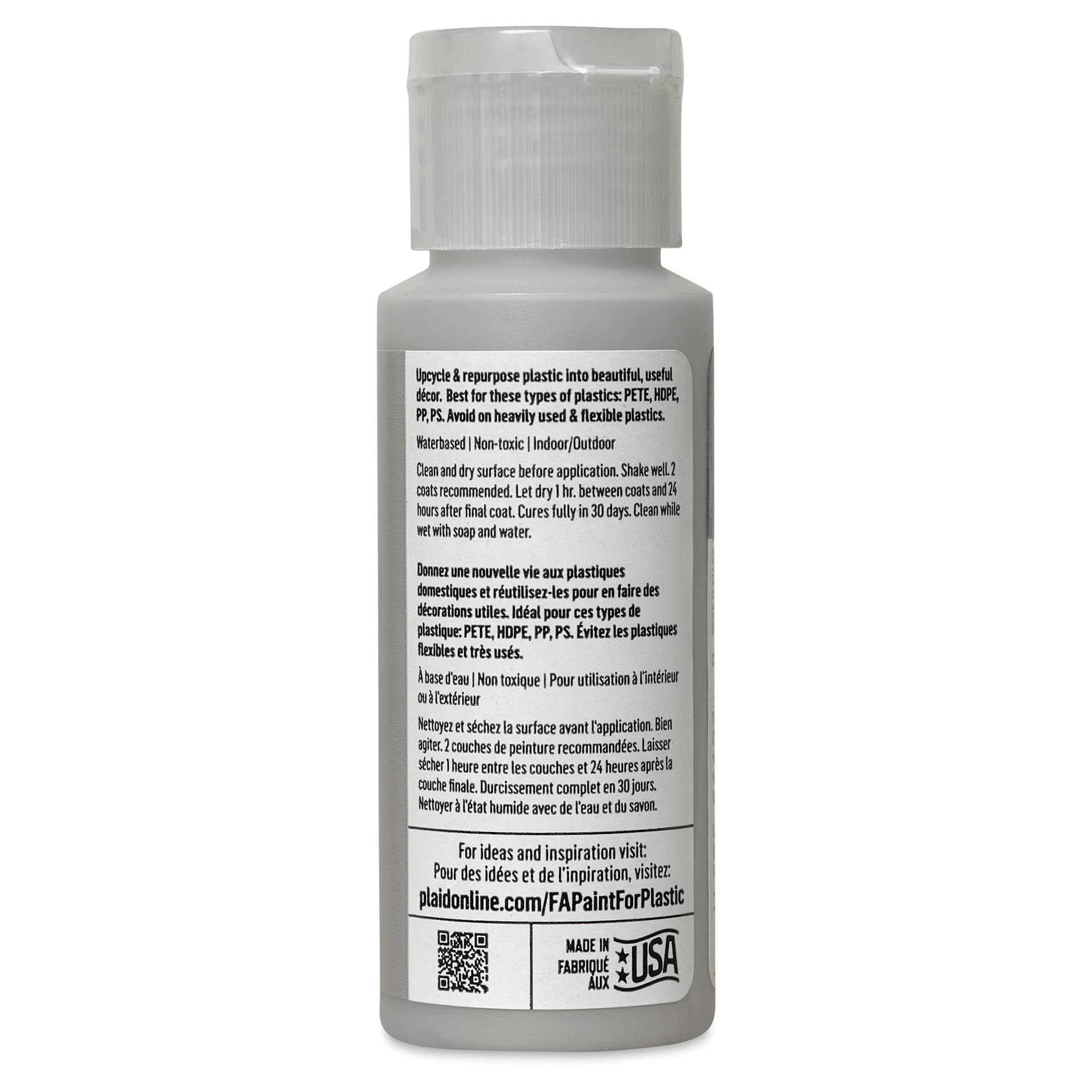 FolkArt Paint for Plastic - Earl Gray, 2 oz back