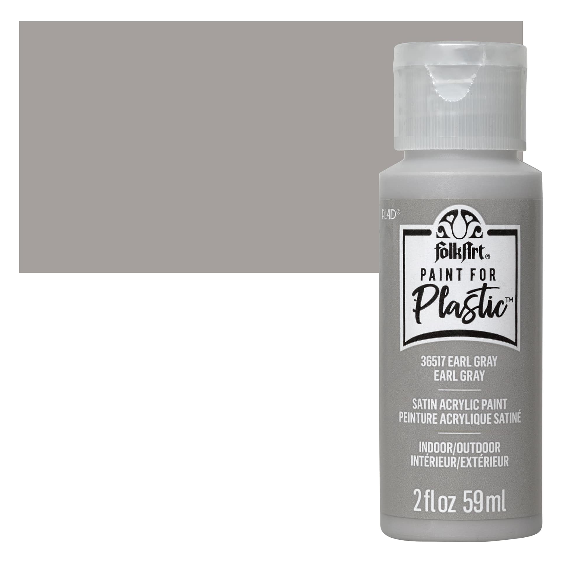 FolkArt Paint for Plastic - Earl Gray, 2 oz bottle and swatch