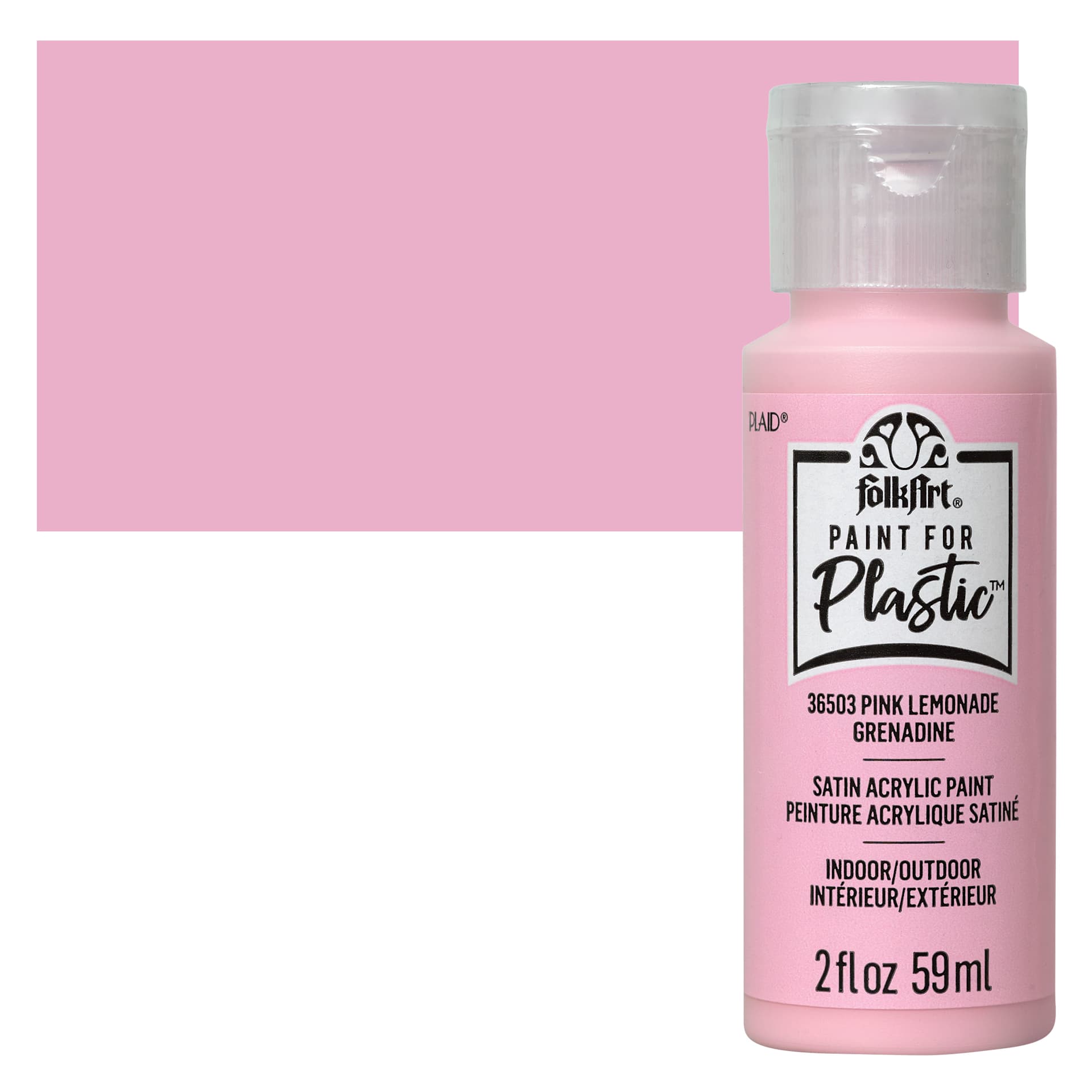 FolkArt Paint for Plastic - Pink Lemonade, 2 oz bottle and swatch