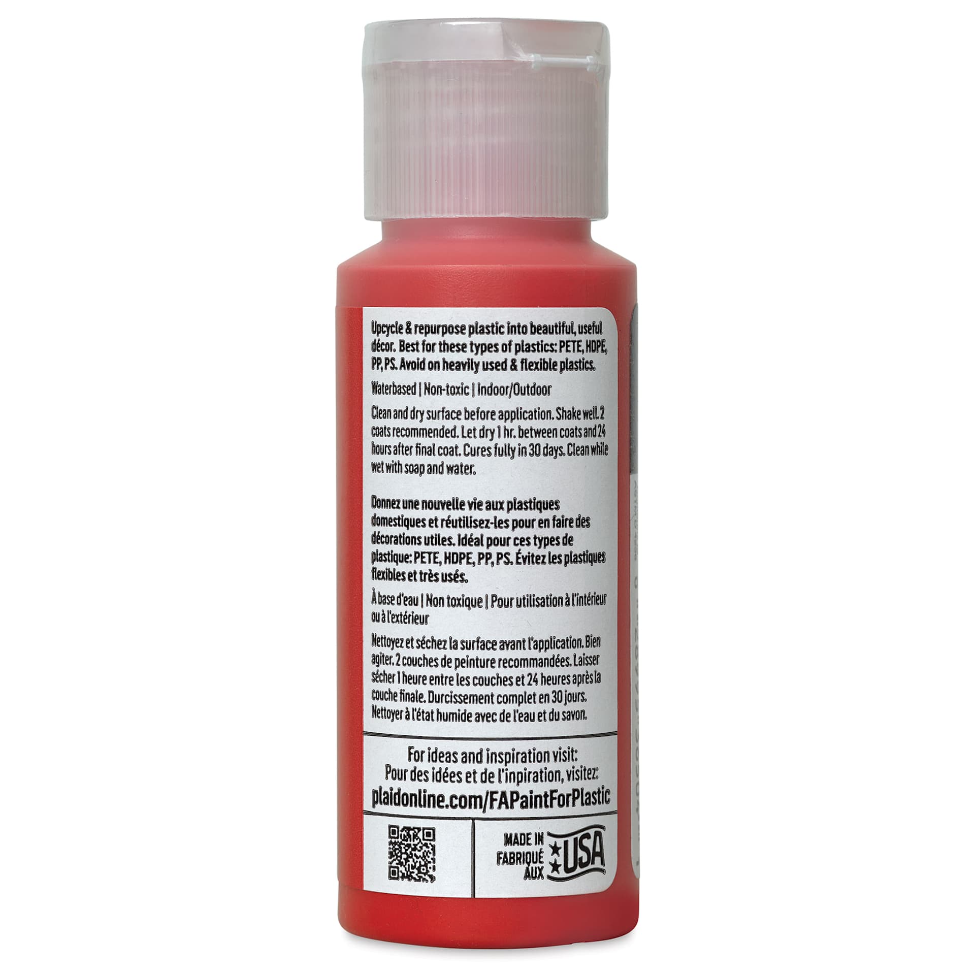 FolkArt Paint for Plastic - Dragon Fruit, 2 oz back