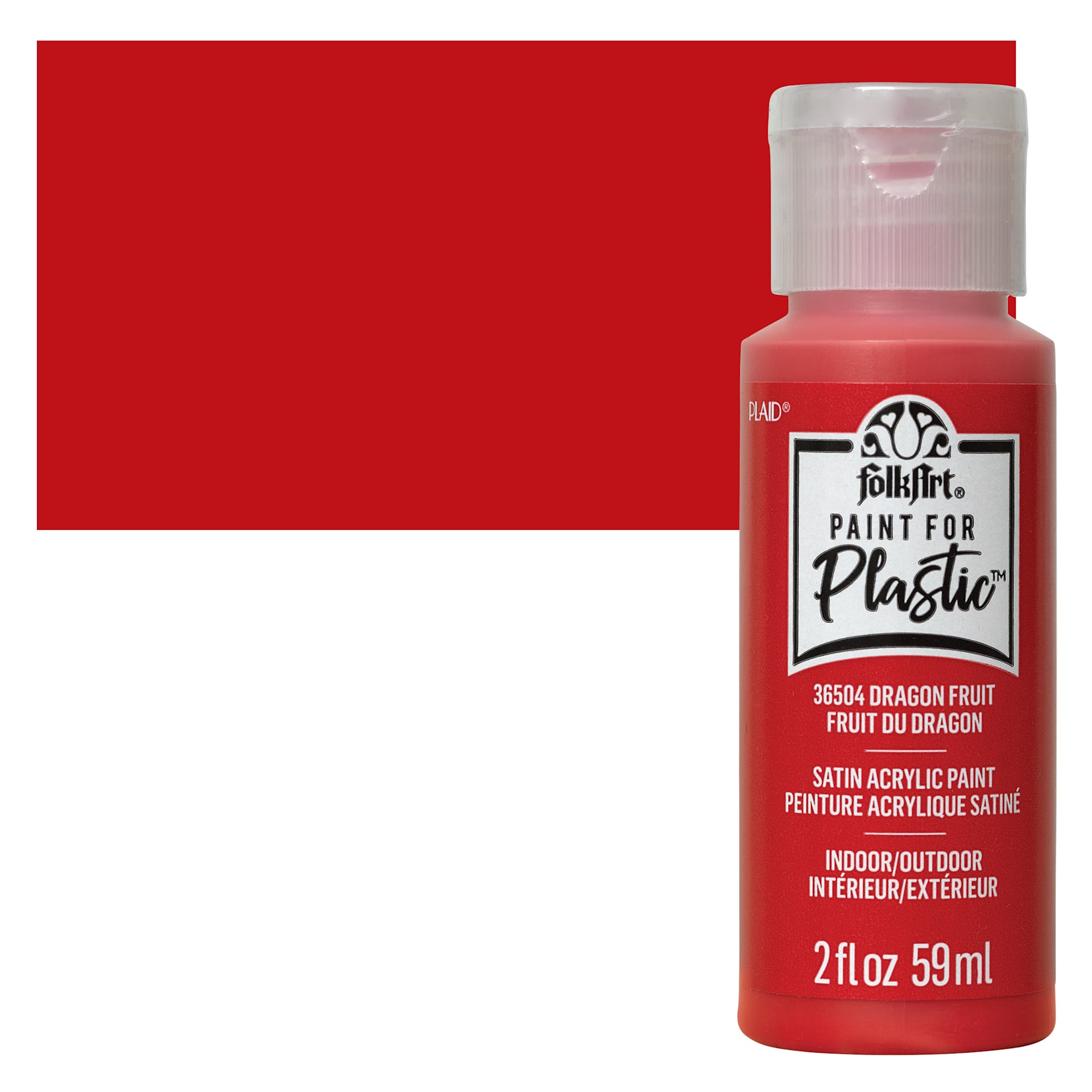 FolkArt Paint for Plastic - Dragon Fruit, 2 oz bottle and swatch