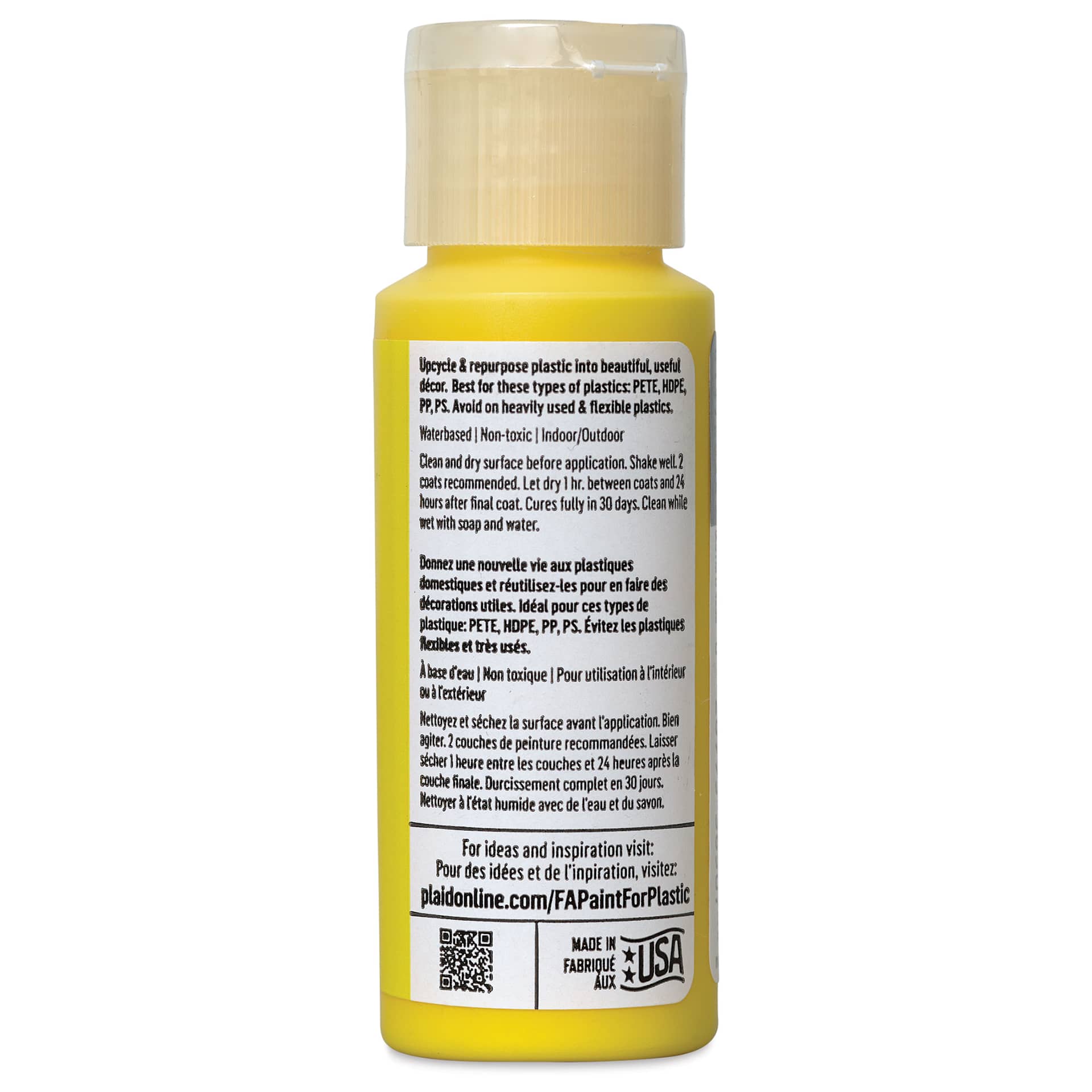 FolkArt Paint for Plastic - Pineapple Pop, 2 oz back