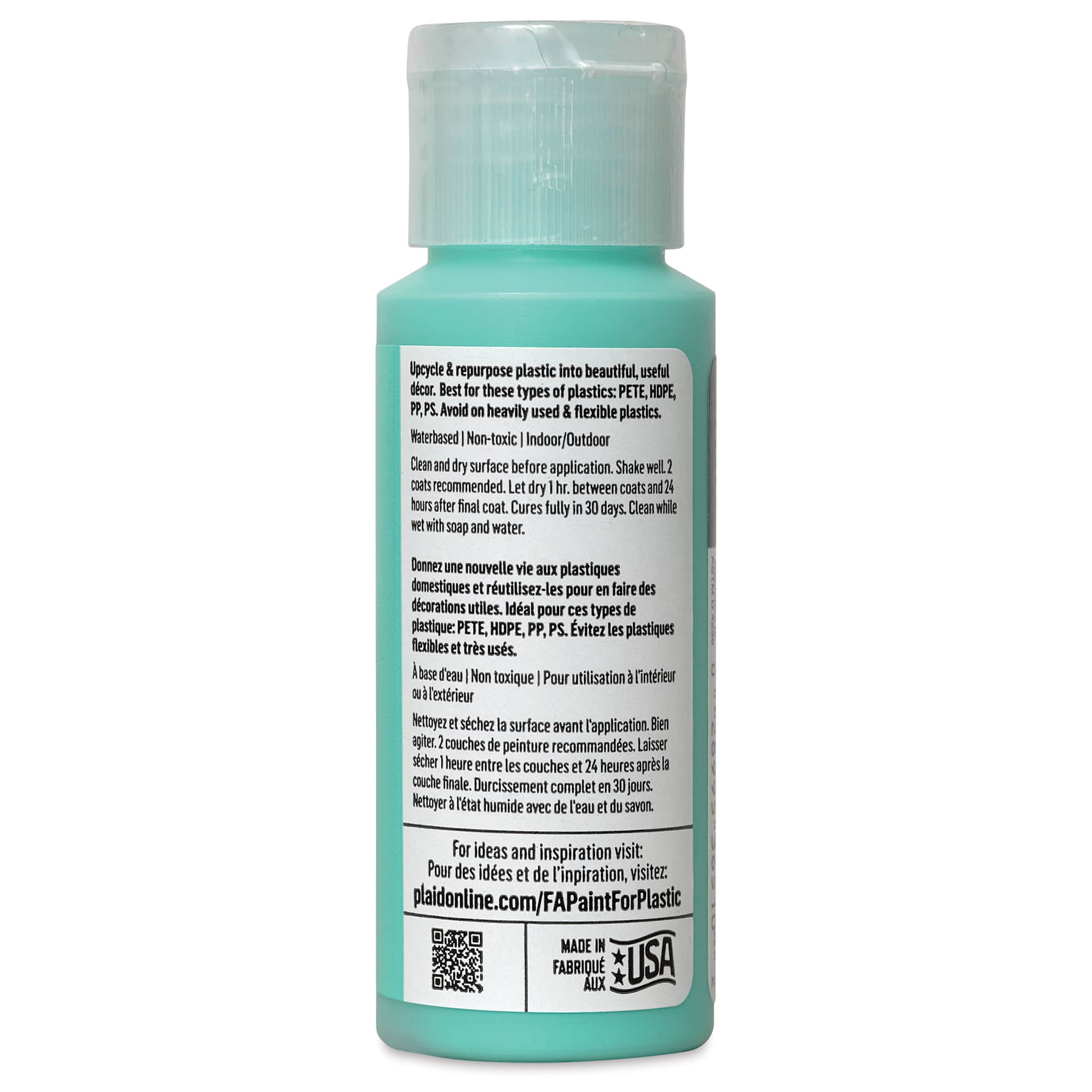 FolkArt Paint for Plastic - Ocean Water, 2 oz back
