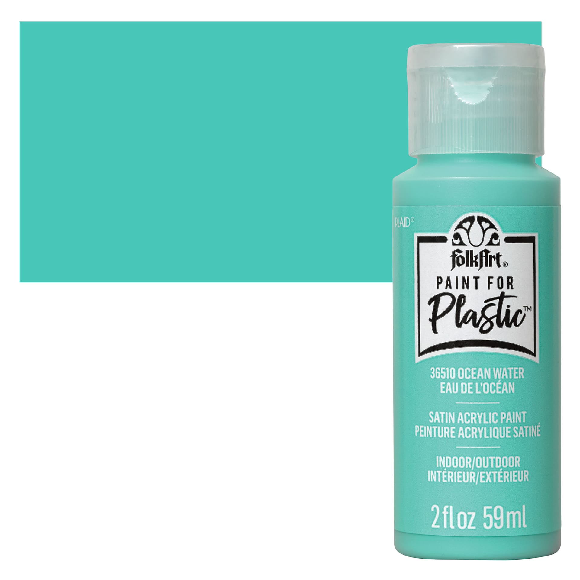 FolkArt Paint for Plastic - Ocean Water, 2 oz bottle and swatch