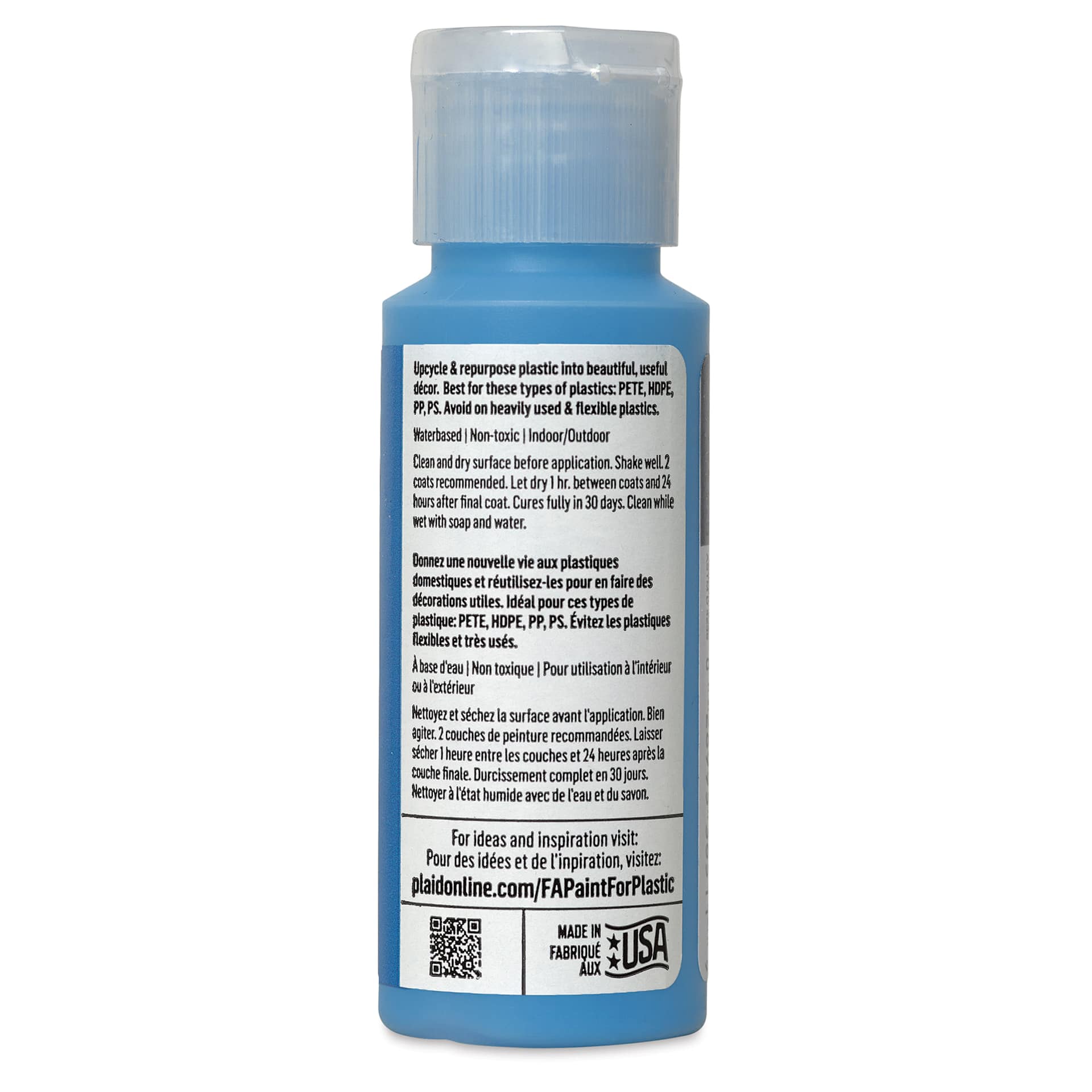 FolkArt Paint for Plastic - Blue Spritz, 2 oz back