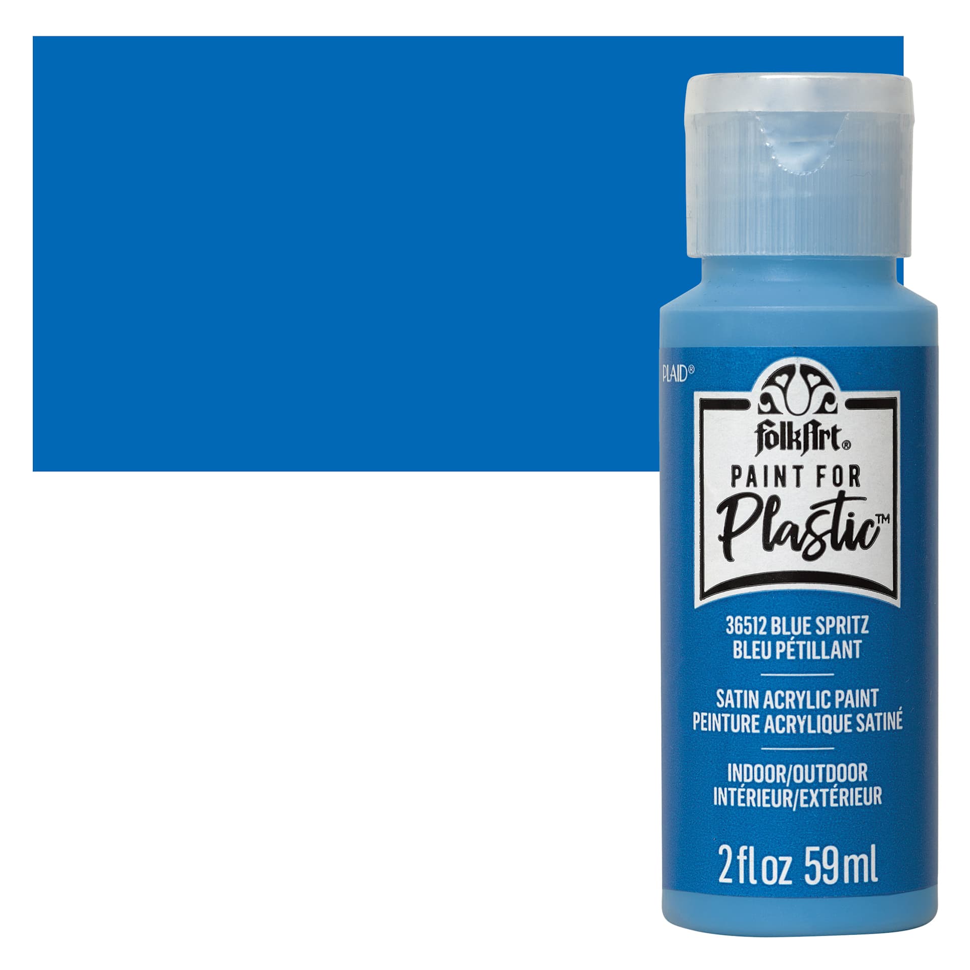 FolkArt Paint for Plastic - Blue Spritz, 2 oz bottle and swatch