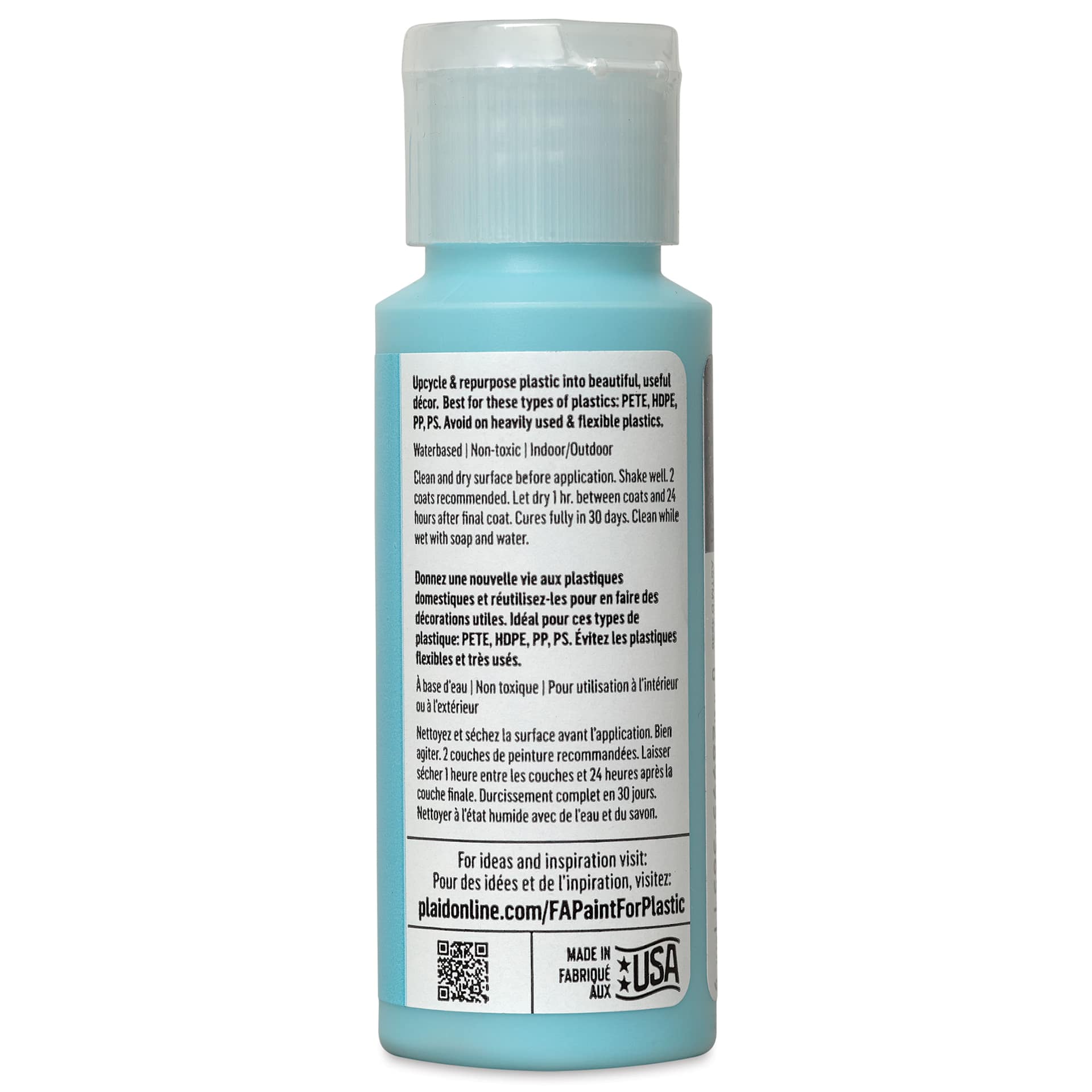 FolkArt Paint for Plastic - Blueberry Freeze, 2 oz back