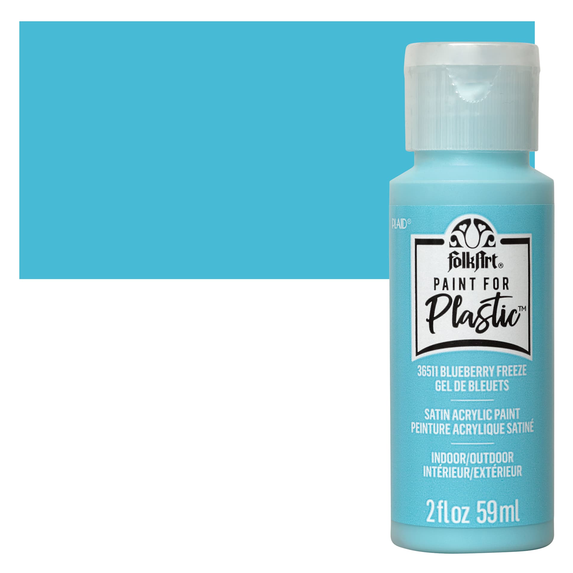 FolkArt Paint for Plastic - Blueberry Freeze, 2 oz bottle and swatch