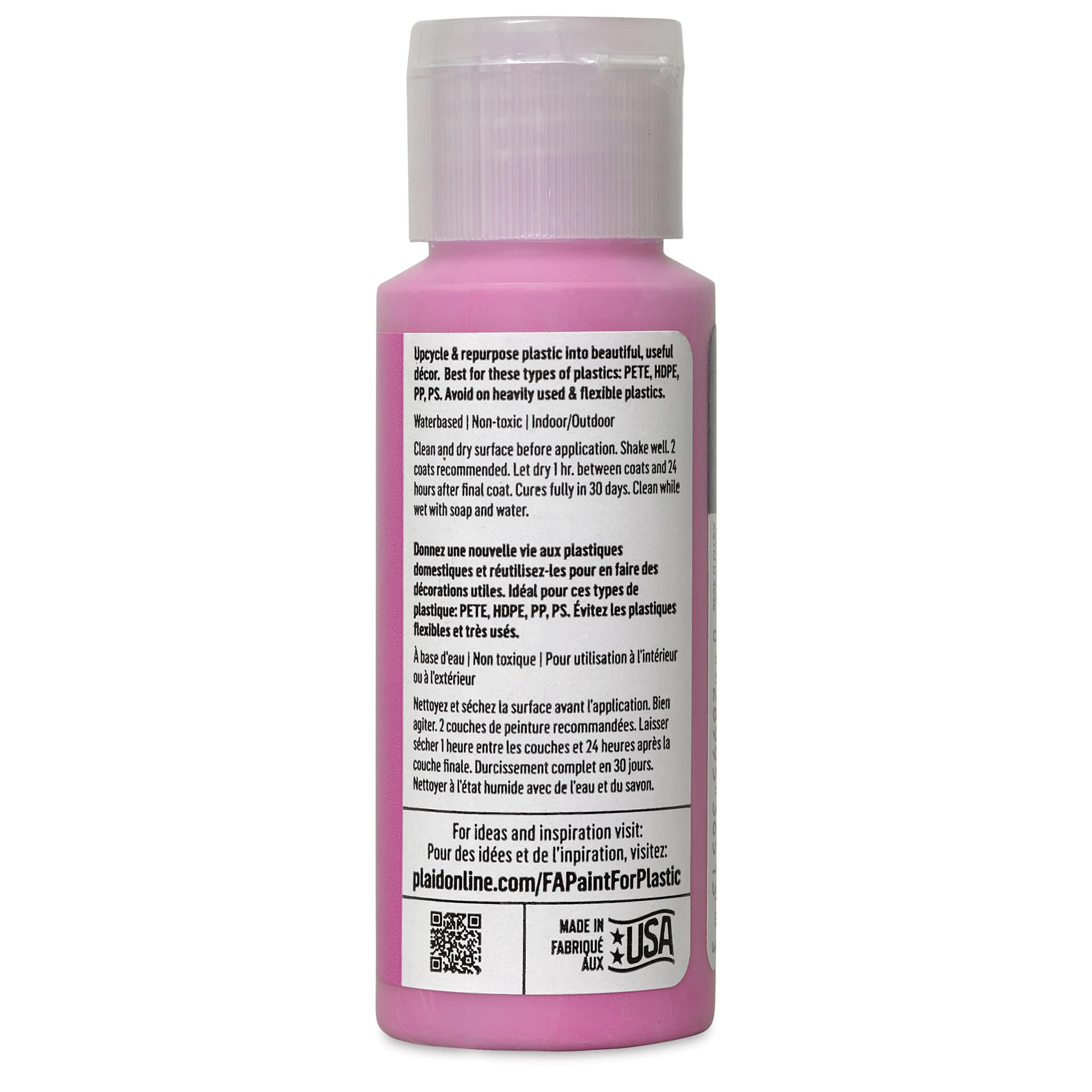 FolkArt Paint for Plastic - Purple Fizz, 2 oz back