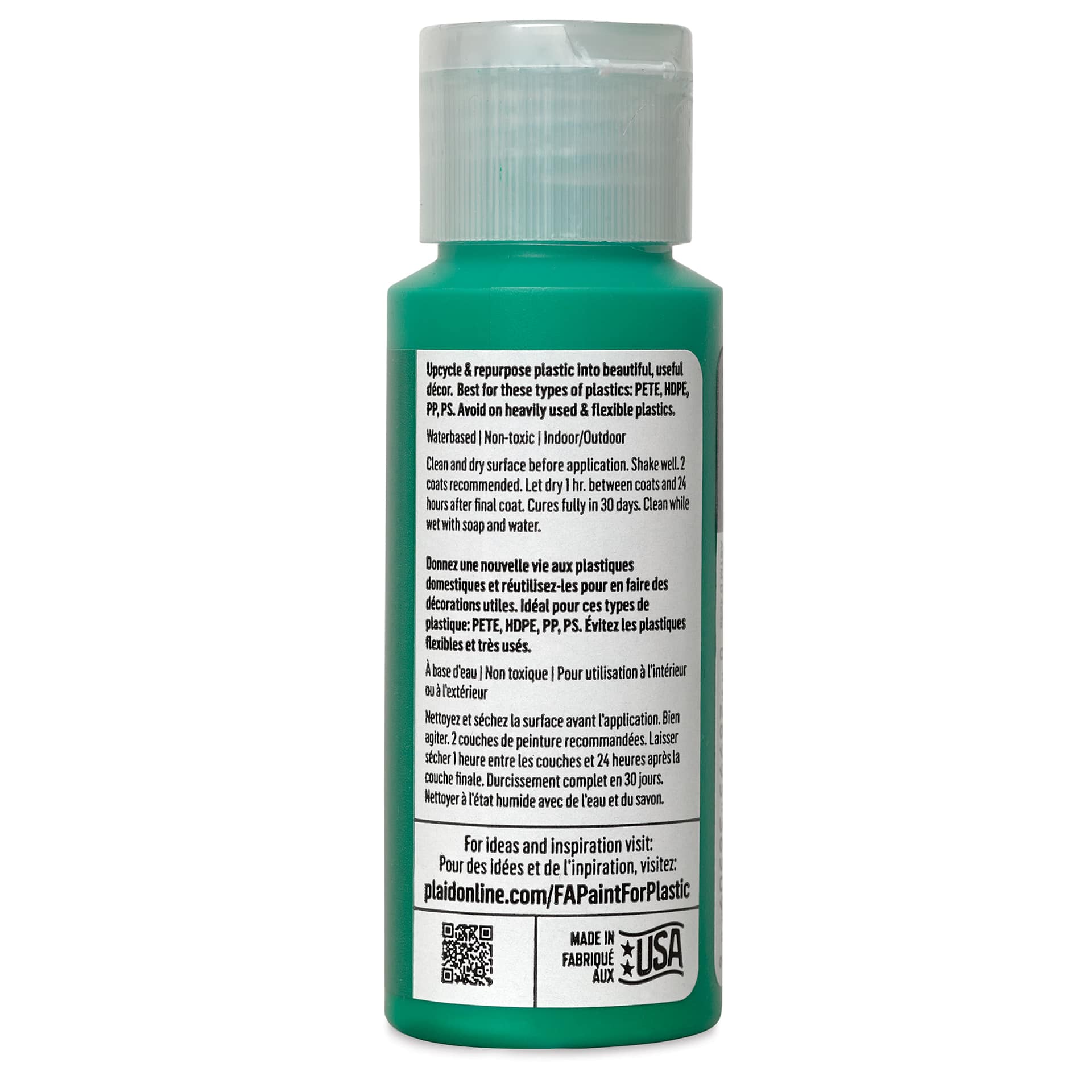 FolkArt Paint for Plastic - Mint Sprig, 2 oz back
