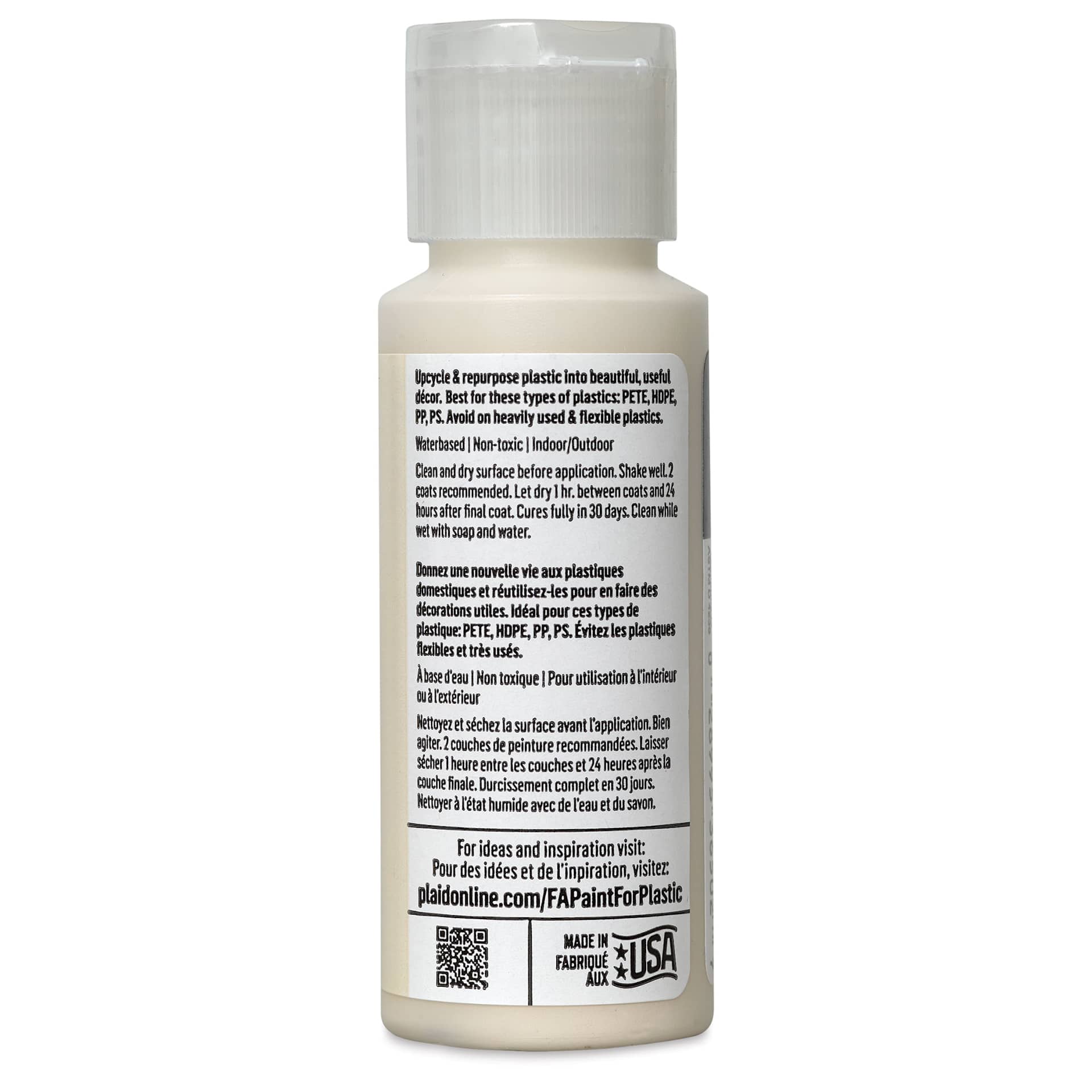 FolkArt Paint for Plastic - Coffee Creamer, 2 oz back