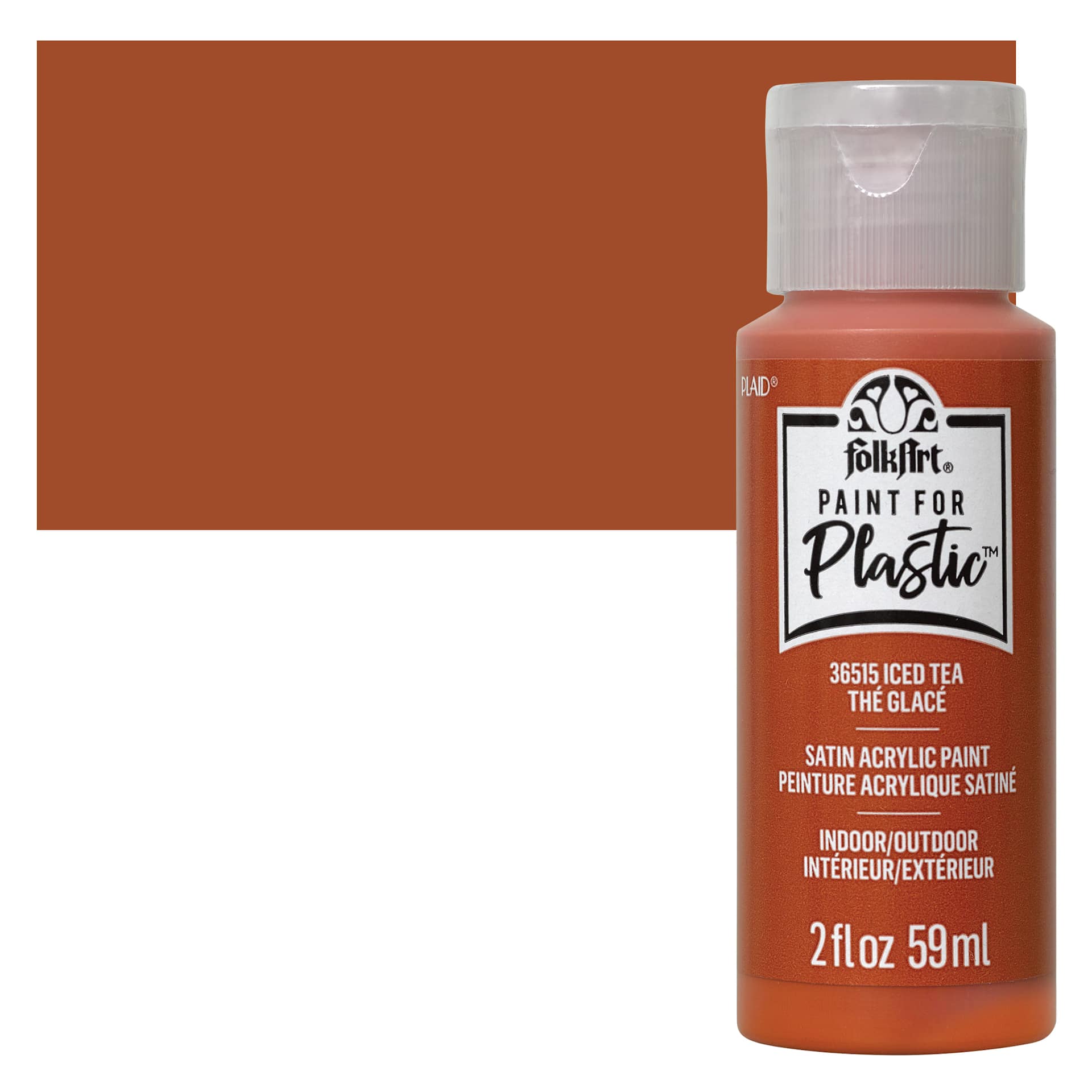 FolkArt Paint for Plastic - Iced Tea, 2 oz bottle and swatch
