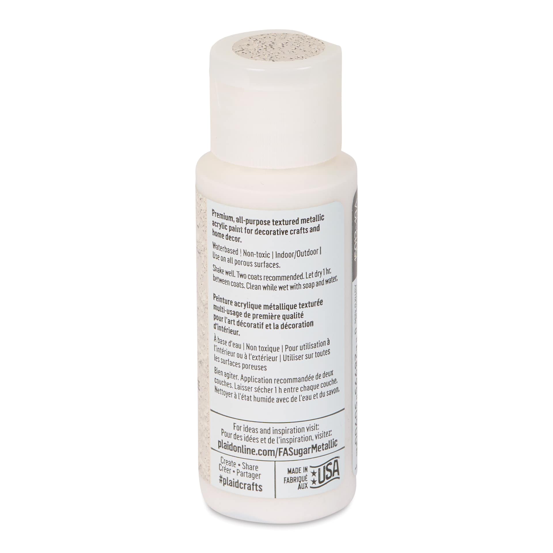 Plaid FolkArt Sugar Metallic Acrylic Paint - Polar Ice, 2 oz, Bottle - back