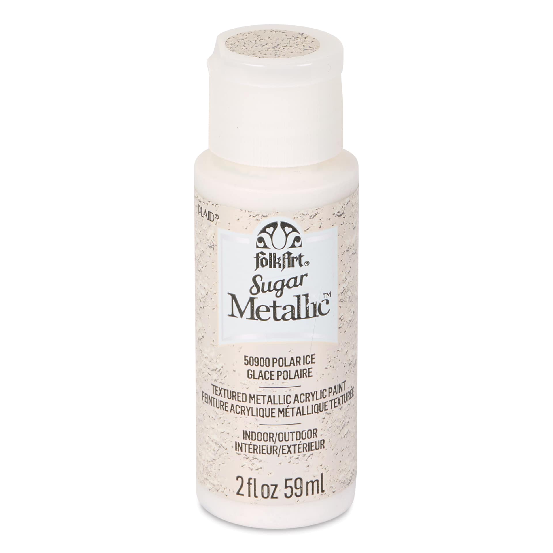 Plaid FolkArt Sugar Metallic Acrylic Paint - Polar Ice, 2 oz, Bottle - front