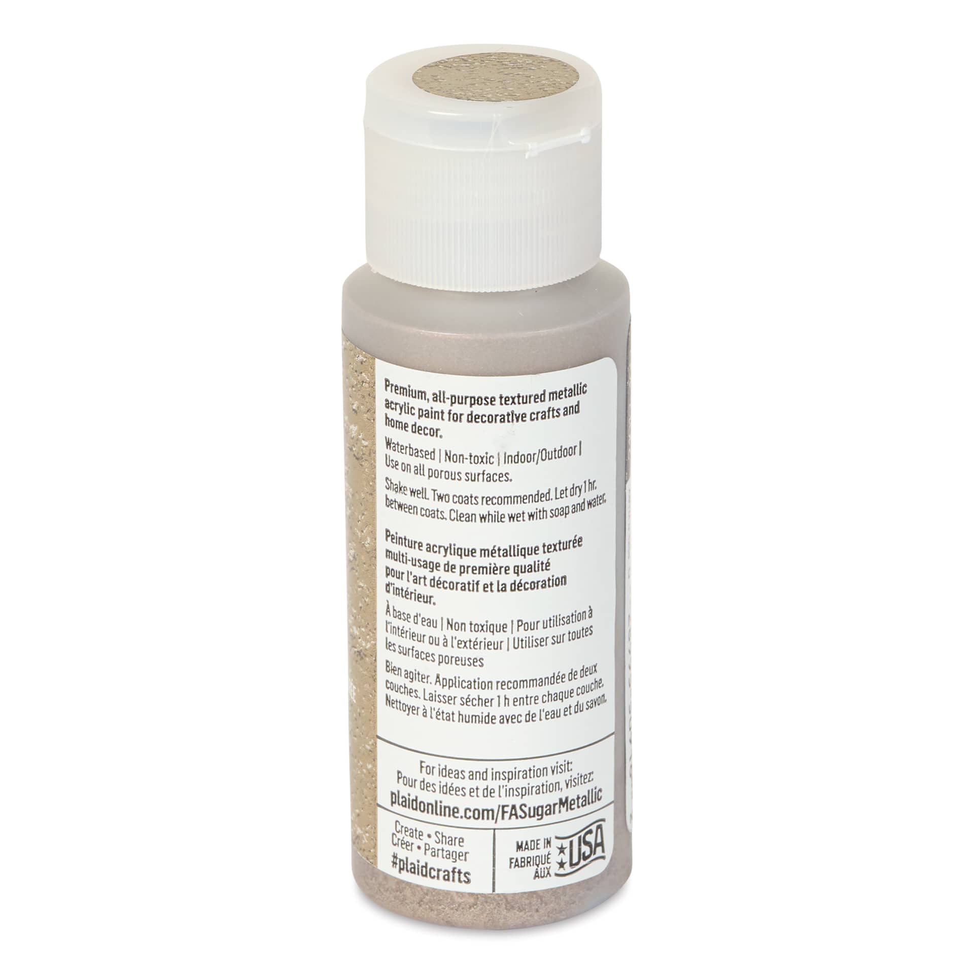 Plaid FolkArt Sugar Metallic Acrylic Paint - Moondust, 2 oz, Bottle - back