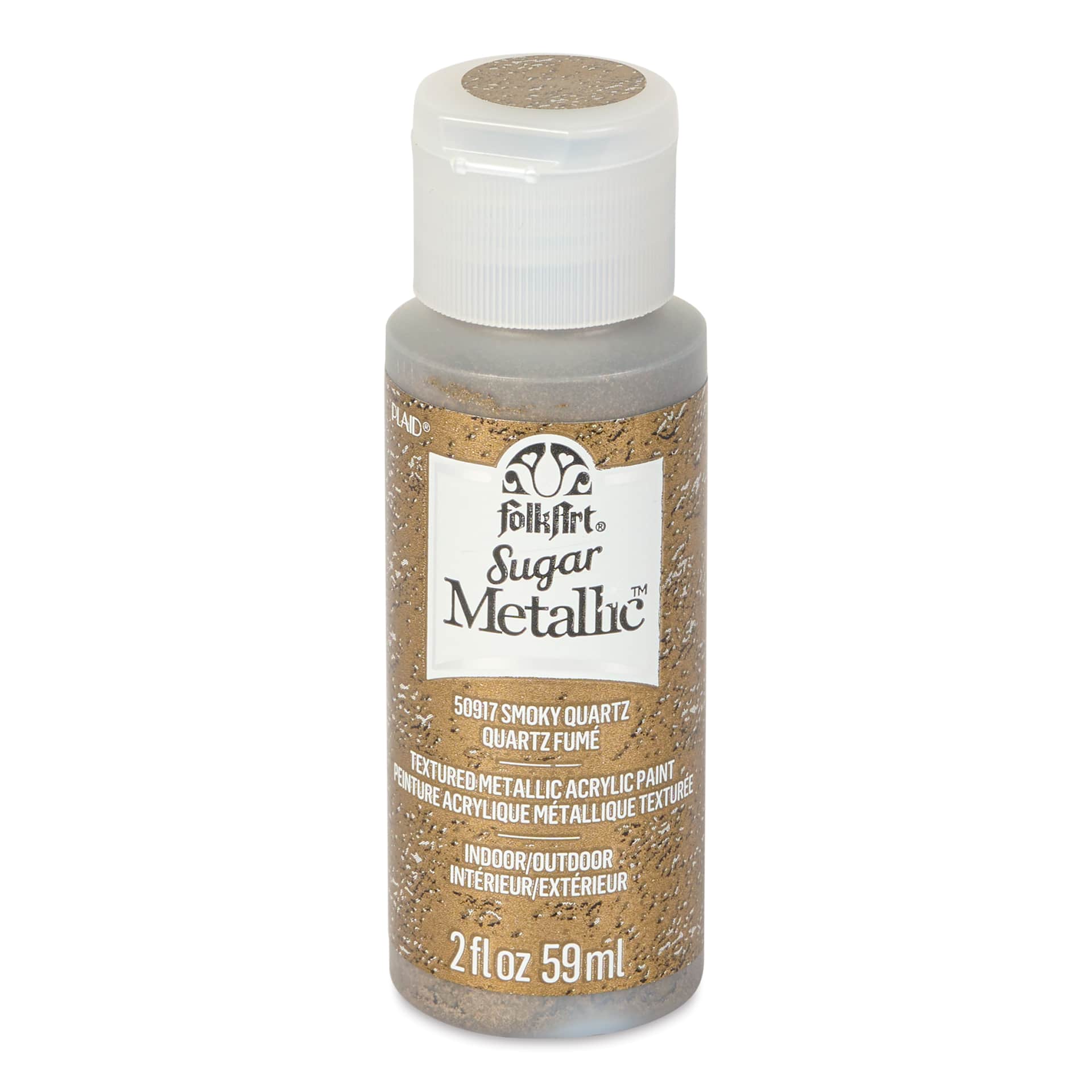 Plaid FolkArt Sugar Metallic Acrylic Paint - Smoky Quartz, 2 oz, Bottle - front