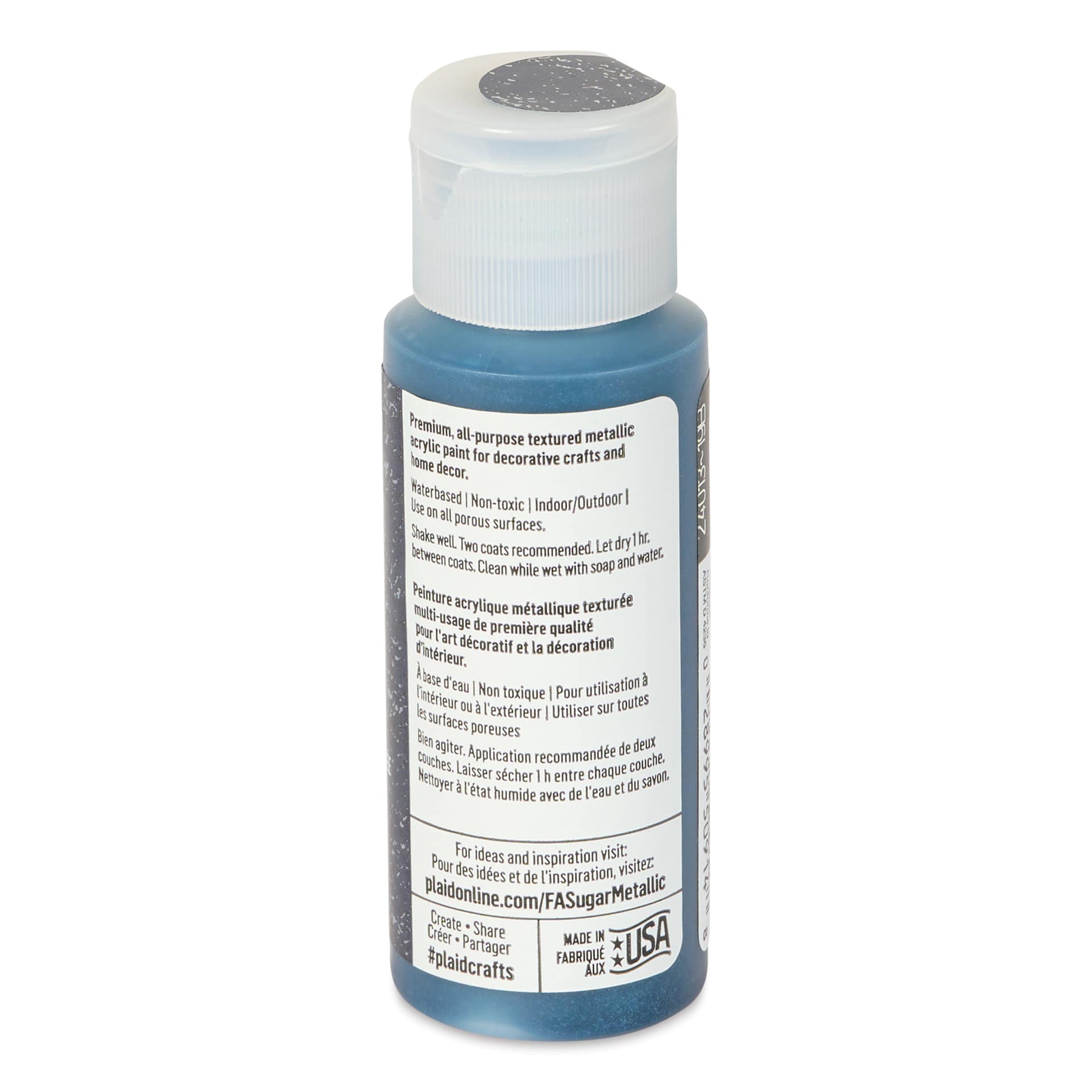 Plaid FolkArt Sugar Metallic Acrylic Paint - Starry Night, 2 oz, Bottle - back