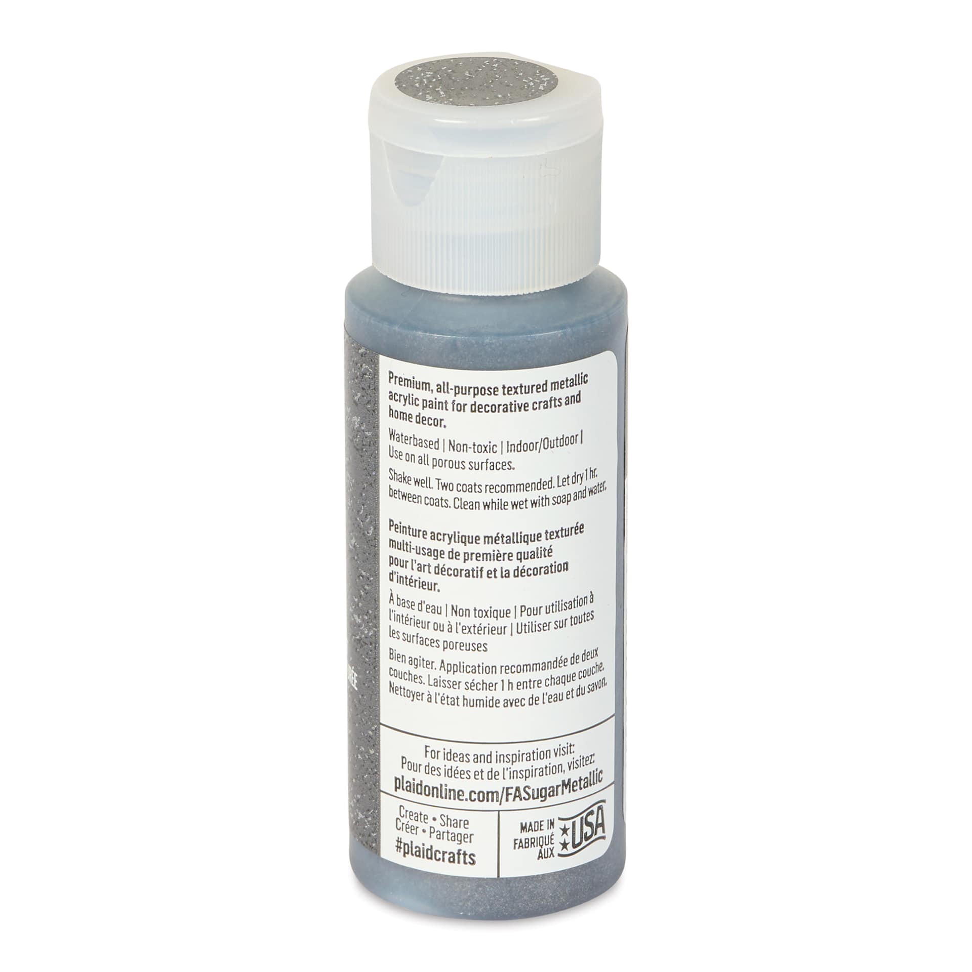 Plaid FolkArt Sugar Metallic Acrylic Paint - Meteorite, 2 oz, Bottle - back