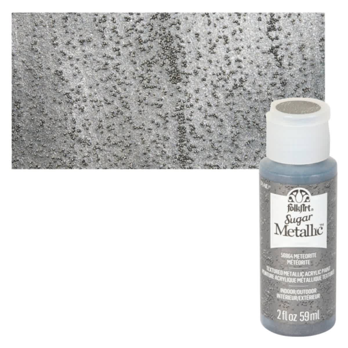 Plaid FolkArt Sugar Metallic Acrylic Paint - Meteorite - Bottle and Swatch