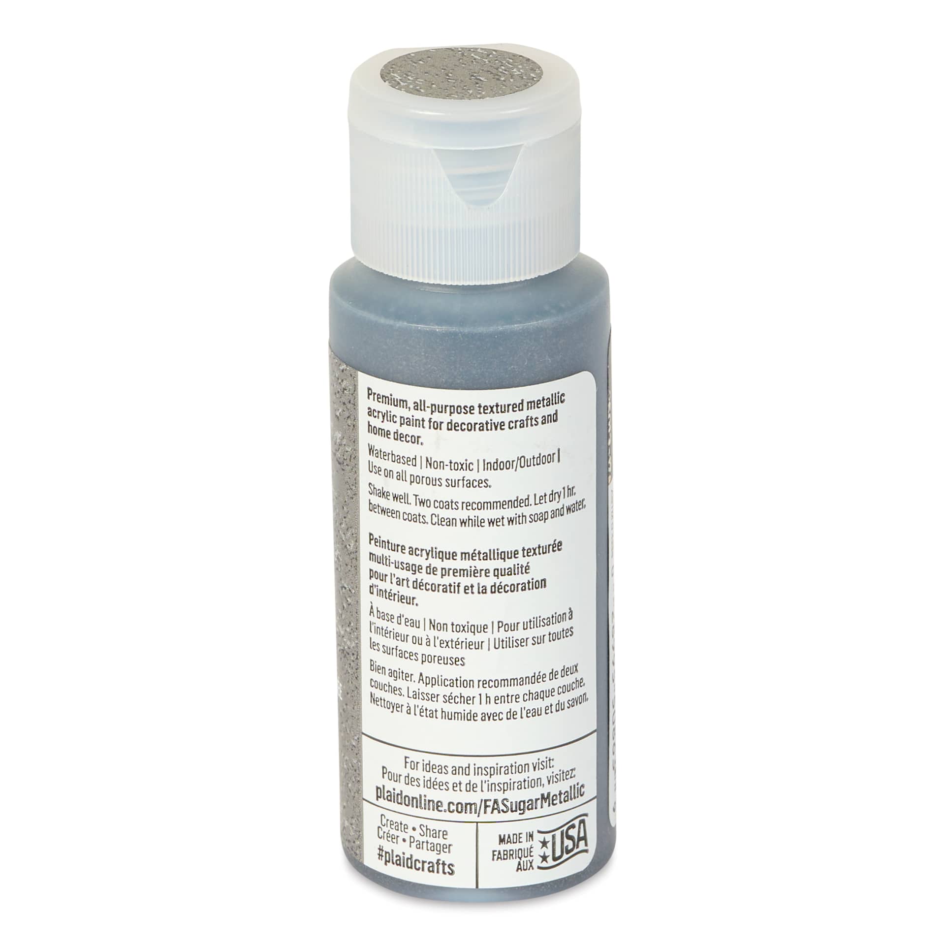 Plaid FolkArt Sugar Metallic Acrylic Paint - Space Gray, 2 oz, Bottle - back