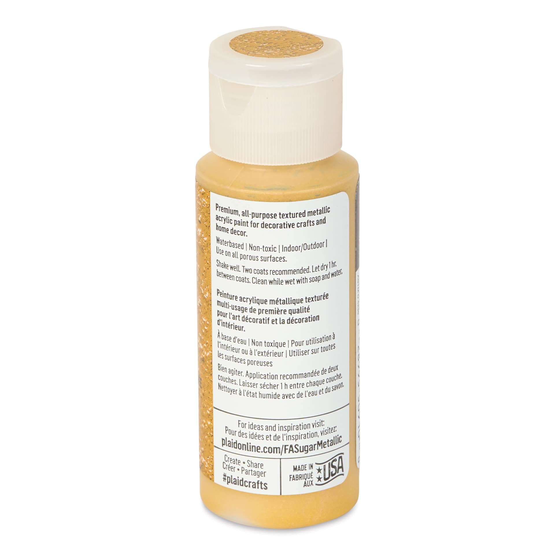 Plaid FolkArt Sugar Metallic Acrylic Paint - Golden Hour, 2 oz, Bottle - back
