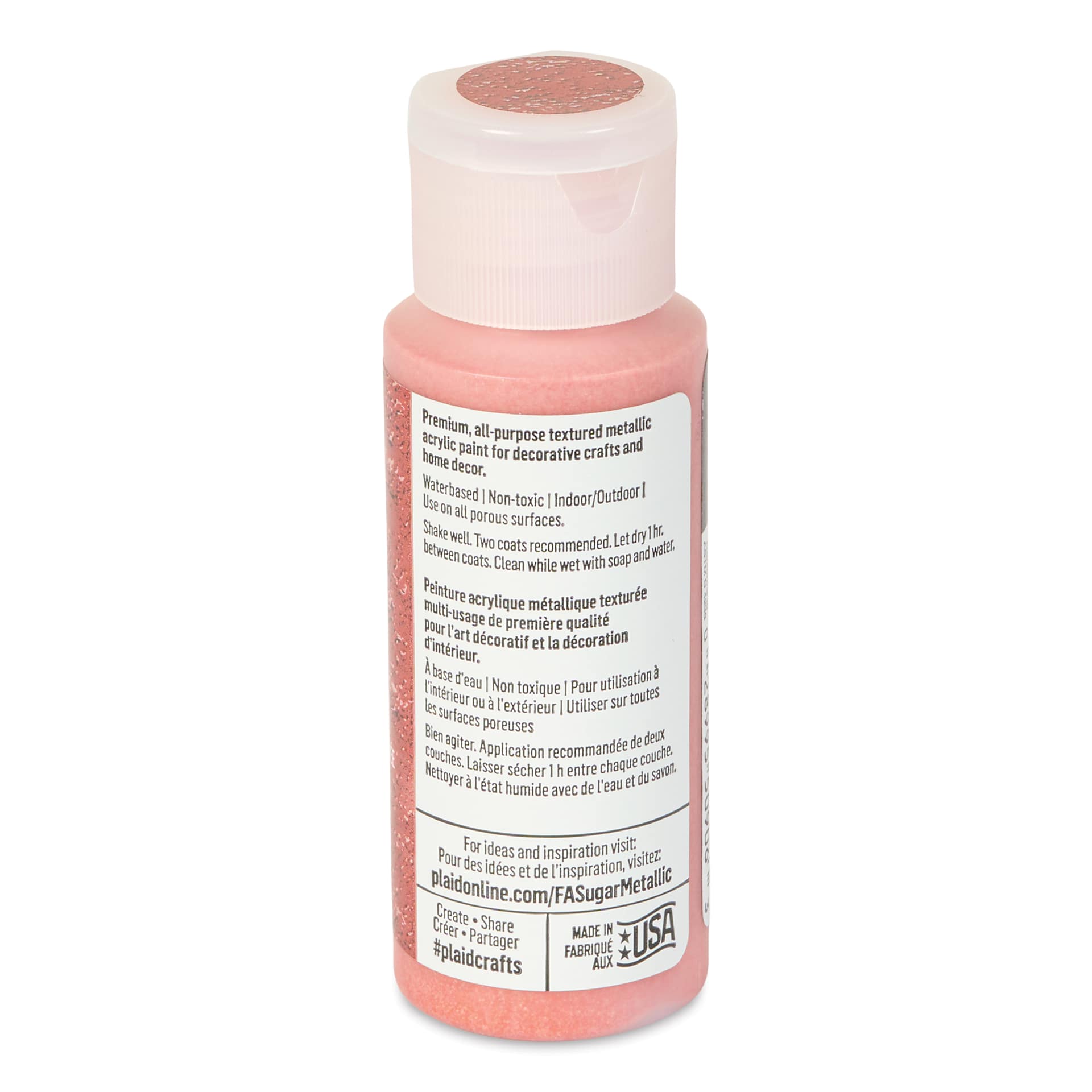 Plaid FolkArt Sugar Metallic Acrylic Paint - Fiery Copper, 2 oz, Bottle - back