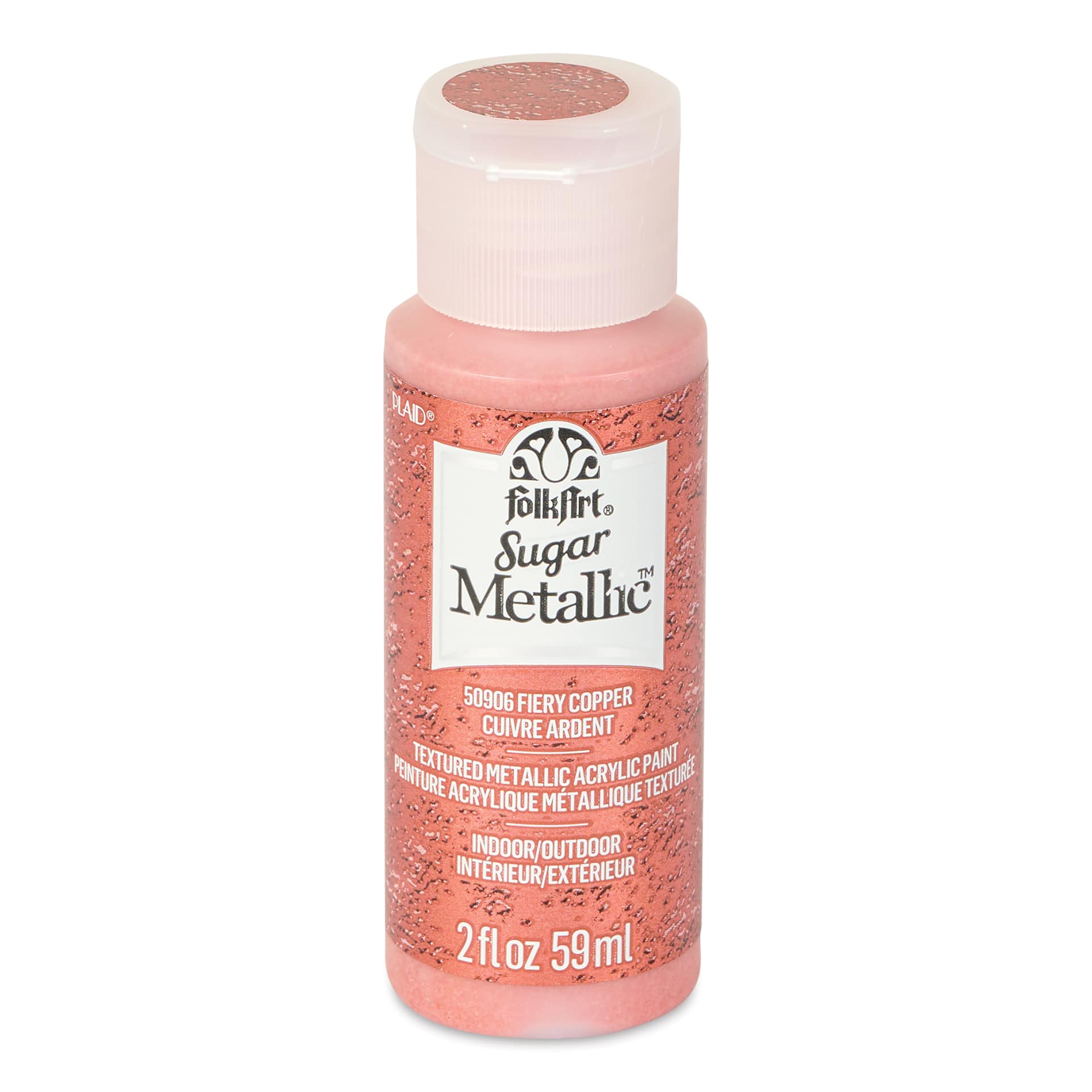 Plaid FolkArt Sugar Metallic Acrylic Paint - Fiery Copper, 2 oz, Bottle - front