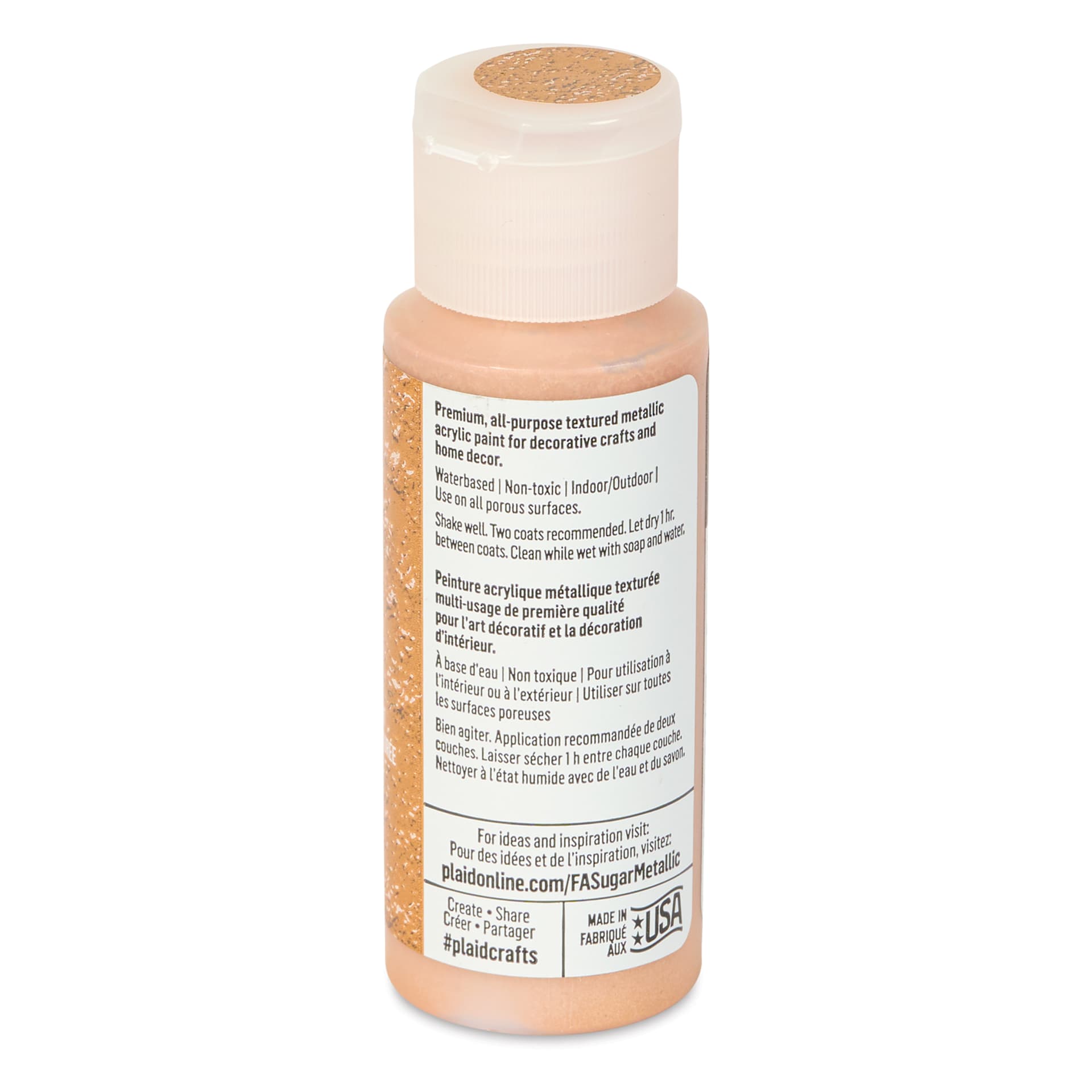 FolkArt Sugar Metallic Acrylic Paint - Pink Copper, 2 oz, Bottle - back