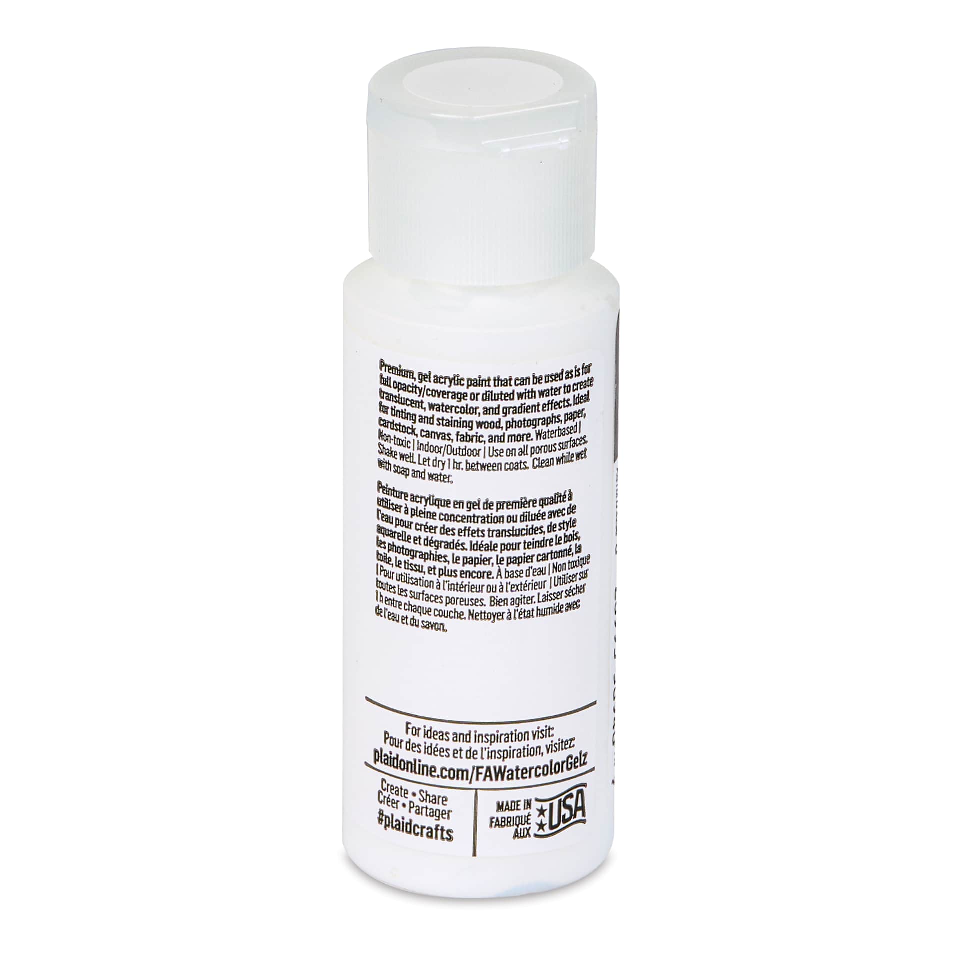 FolkArt Watercolor Gelz Acrylic Paint - Whipped Cream, 2 oz - back