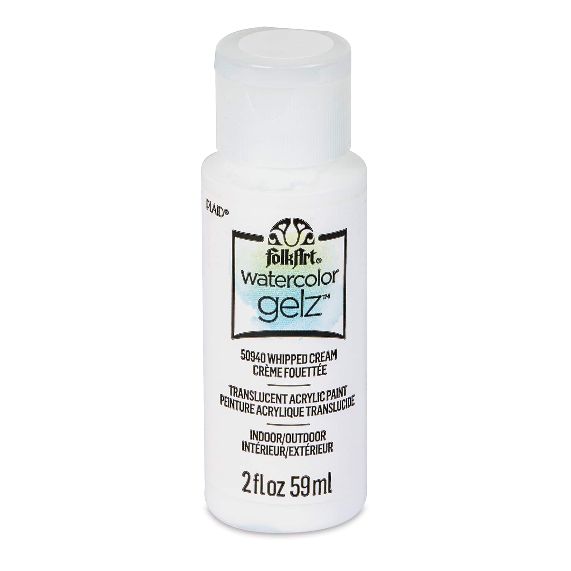 FolkArt Watercolor Gelz Acrylic Paint - Whipped Cream, 2 oz - front