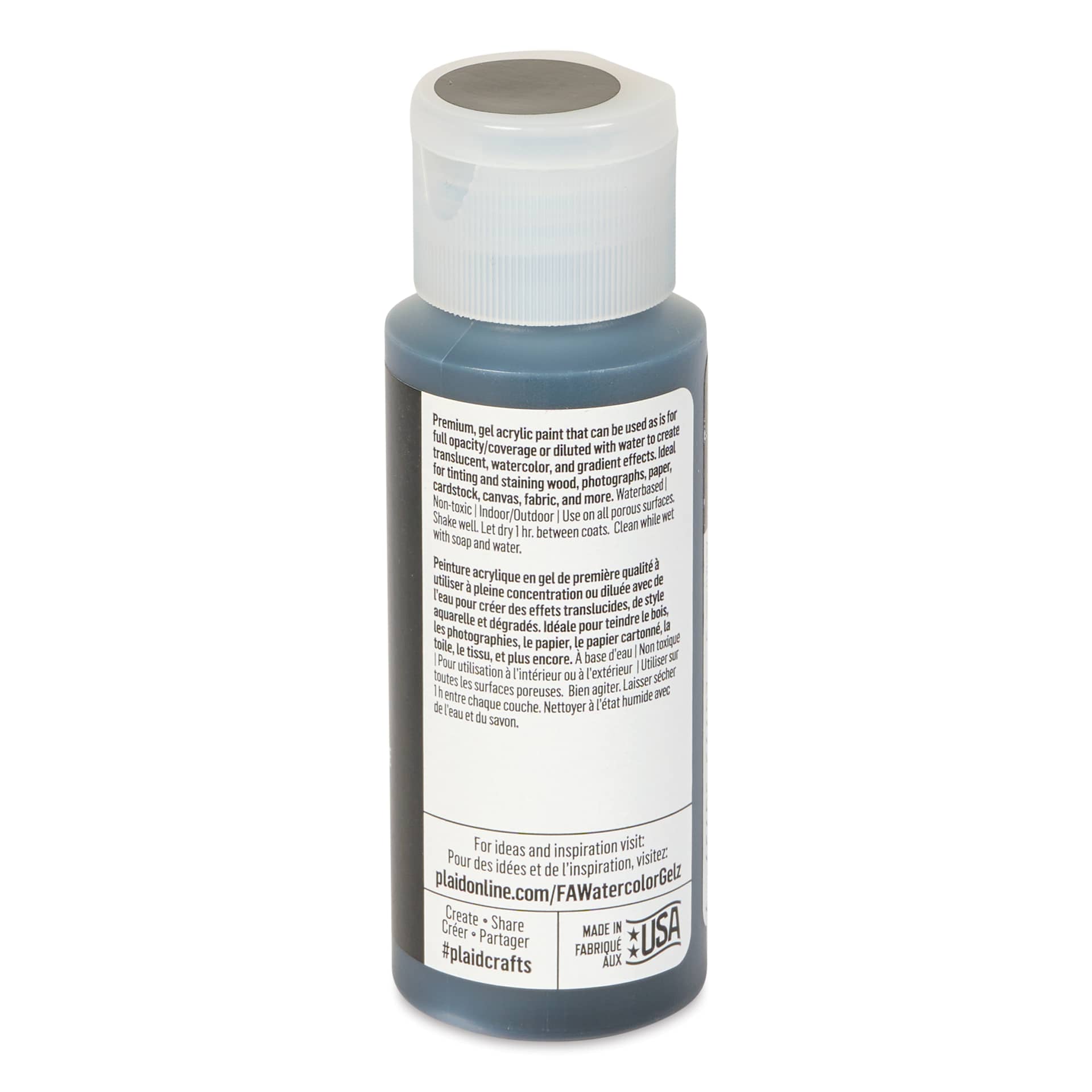 FolkArt Watercolor Gelz Acrylic Paint - Urchin Black, 2 oz - back