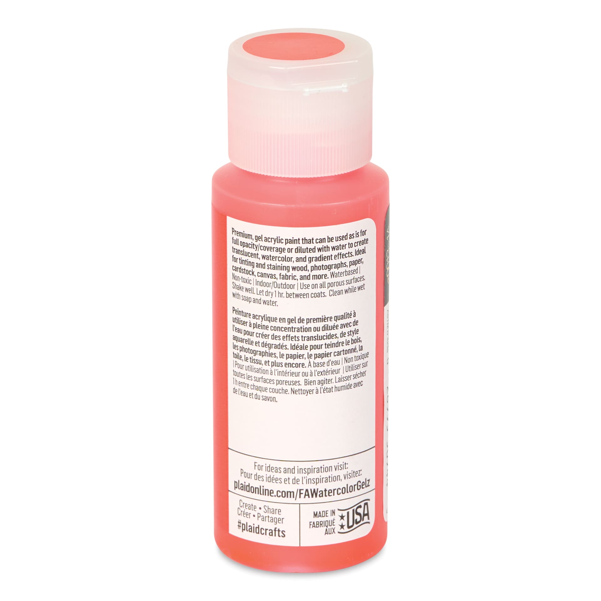 FolkArt Watercolor Gelz Acrylic Paint - Hibiscus Red, 2 oz - back