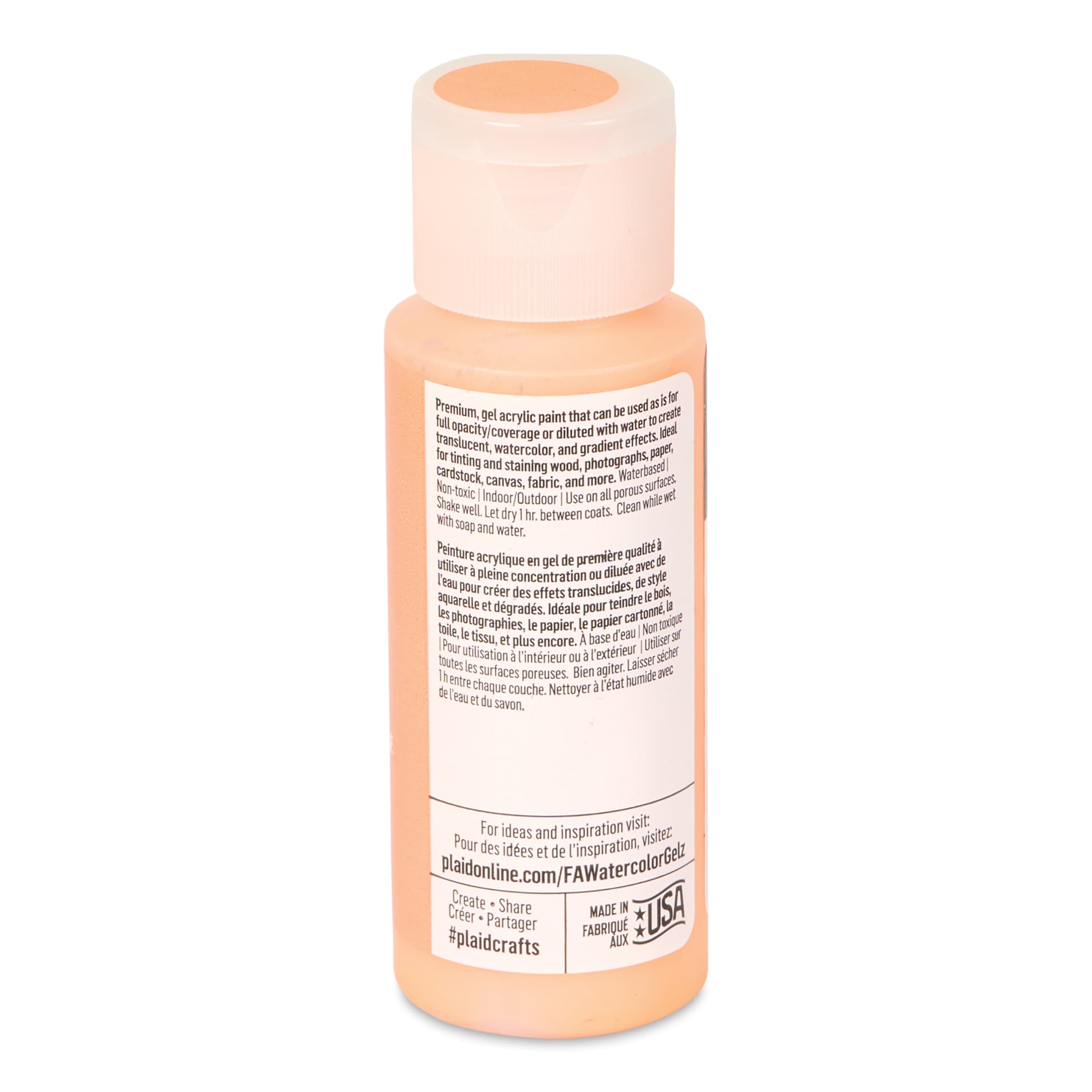 FolkArt Watercolor Gelz Acrylic Paint- Peach Pop, 2 oz - back