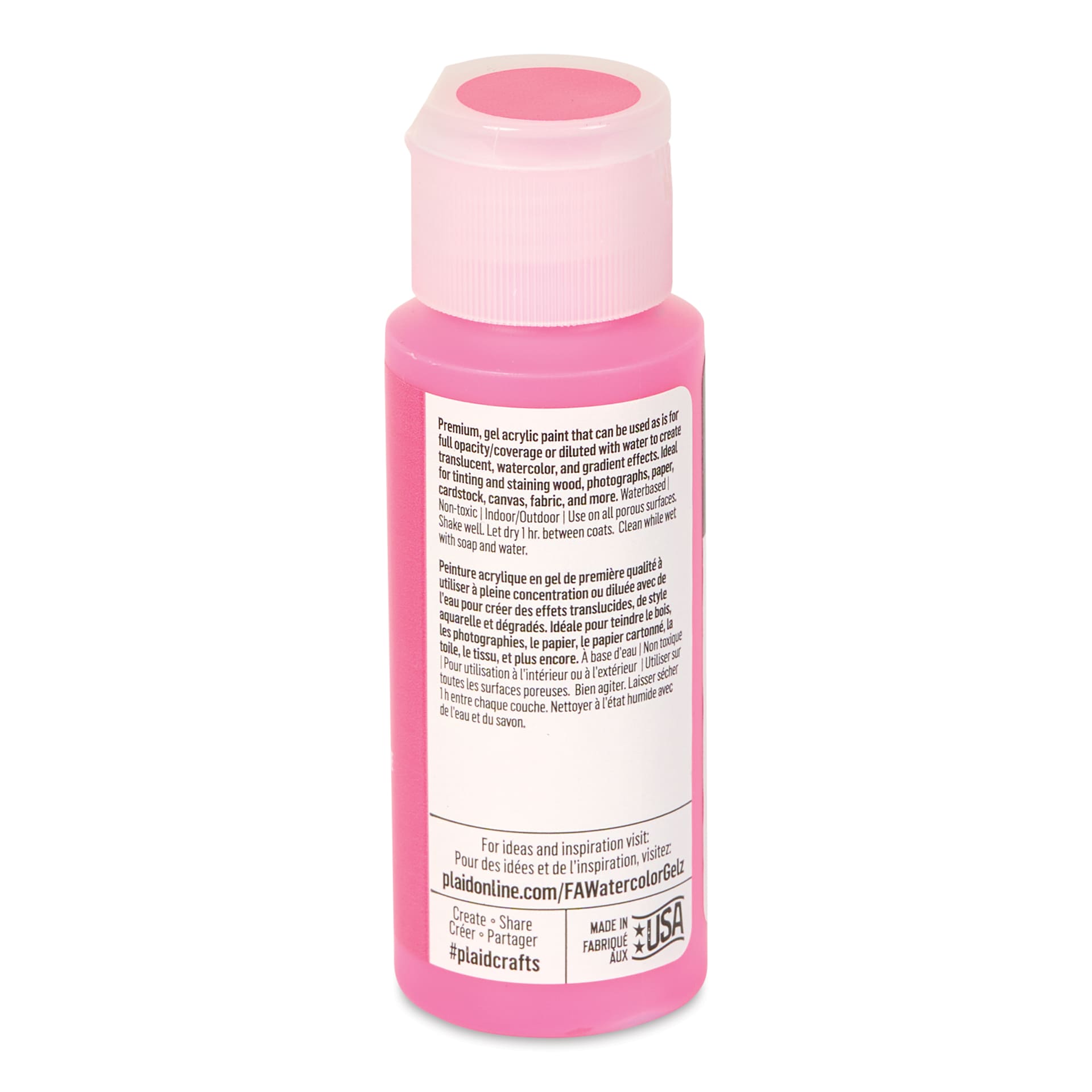 FolkArt Watercolor Gelz Acrylic Paint - Pinkberry, 2 oz - back