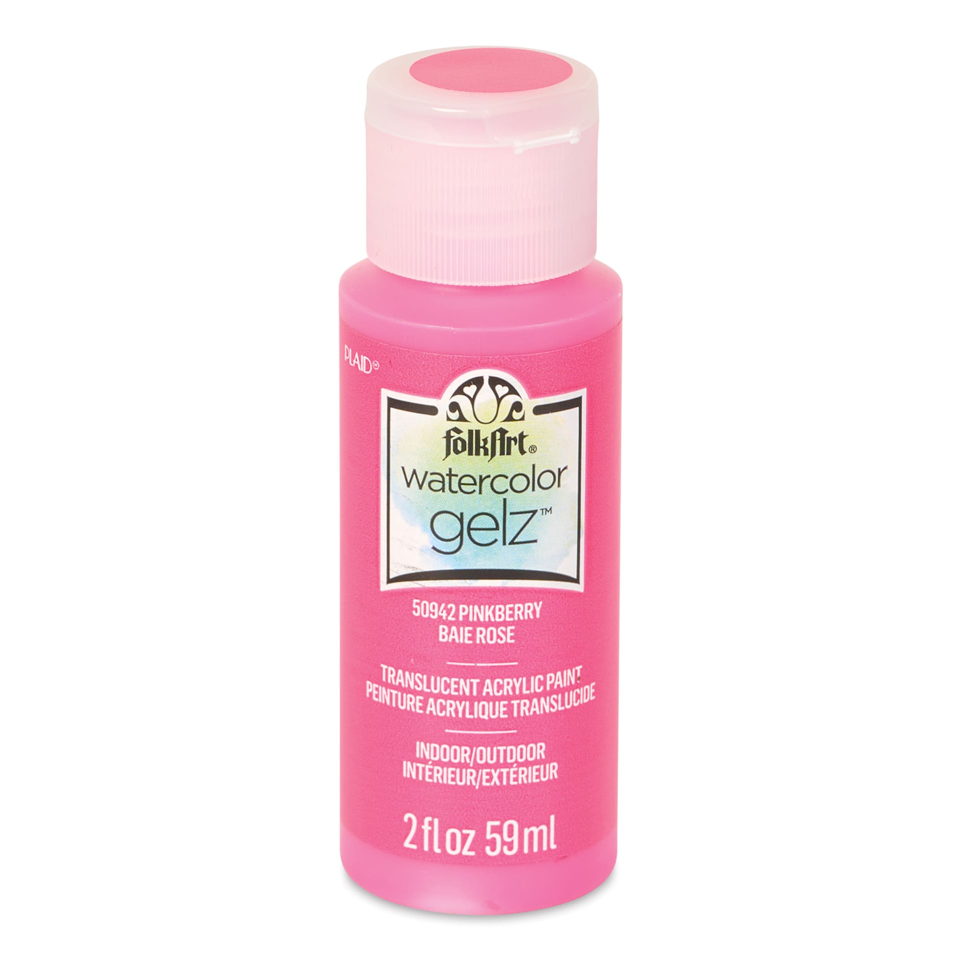 FolkArt Watercolor Gelz Acrylic Paint - Pinkberry, 2 oz - front