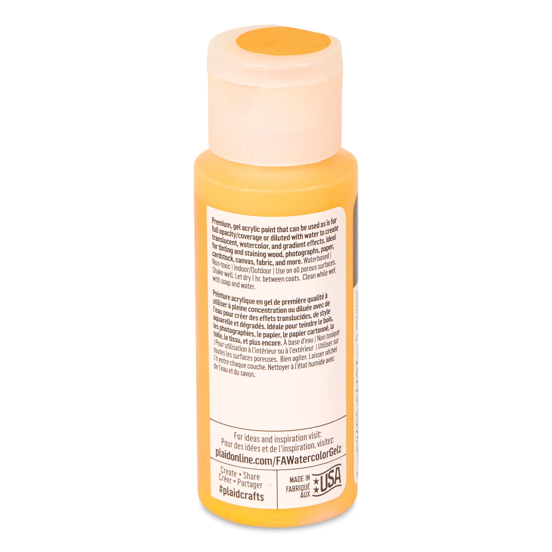 FolkArt Watercolor Gelz Acrylic Paint - Clementine, 2 oz - back