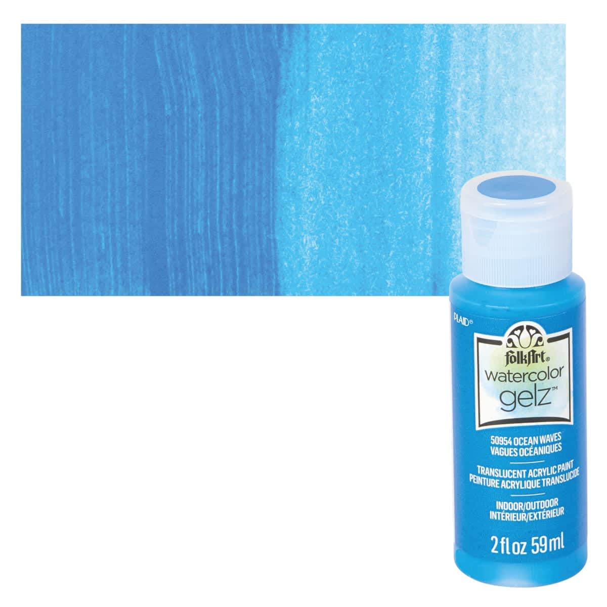 FolkArt Watercolor Gelz Acrylic Paint - Ocean Waves - Bottle and Swatch