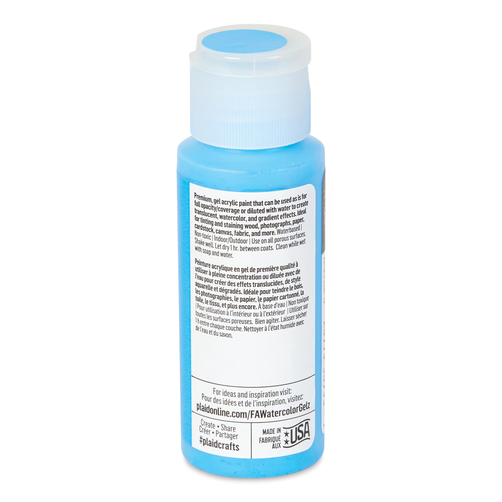 FolkArt Watercolor Gelz Acrylic Paint - Waterfall, 2 oz - back
