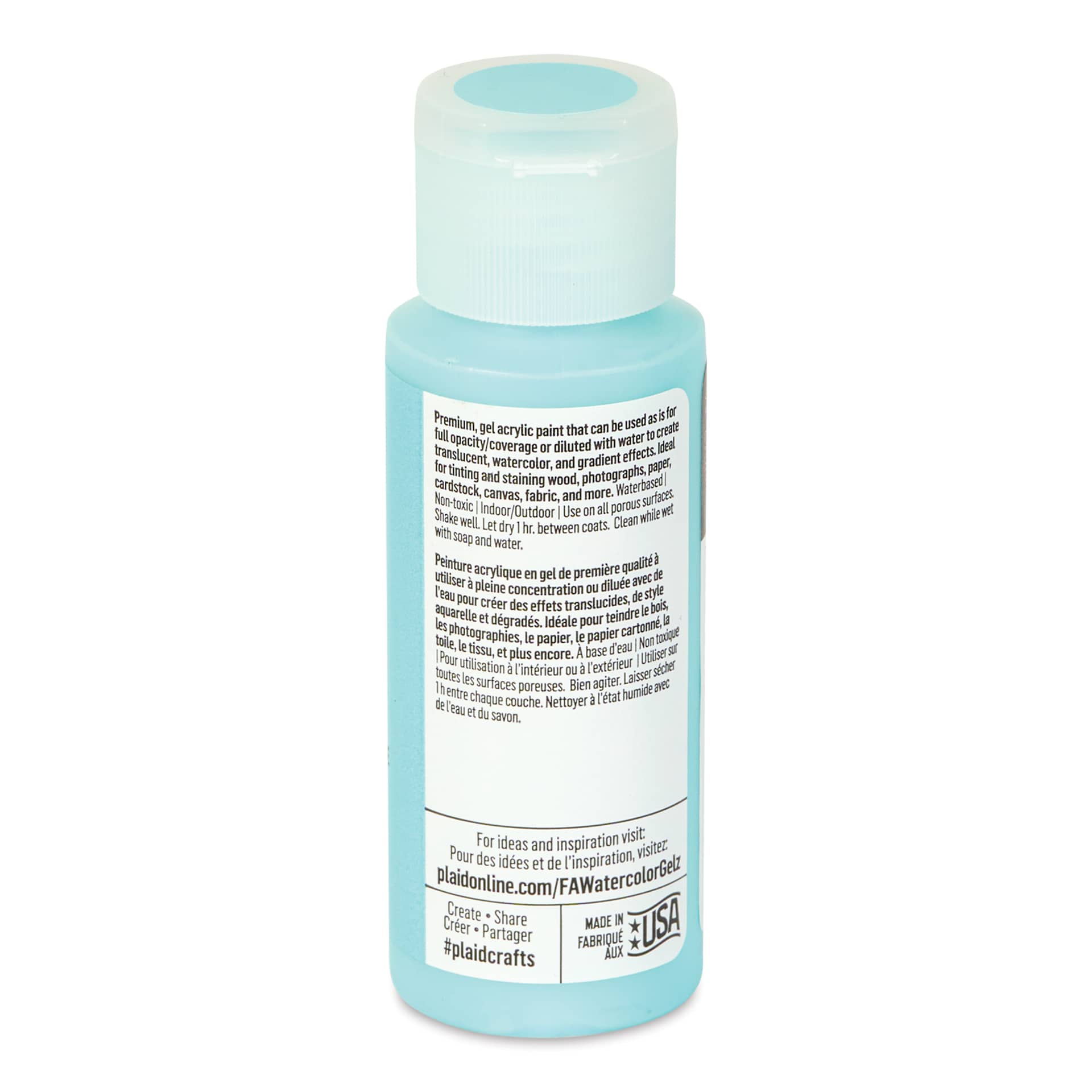 Plaid FolkArt Watercolor Gelz Acrylic Paint - Endless Sky, 2 oz - back