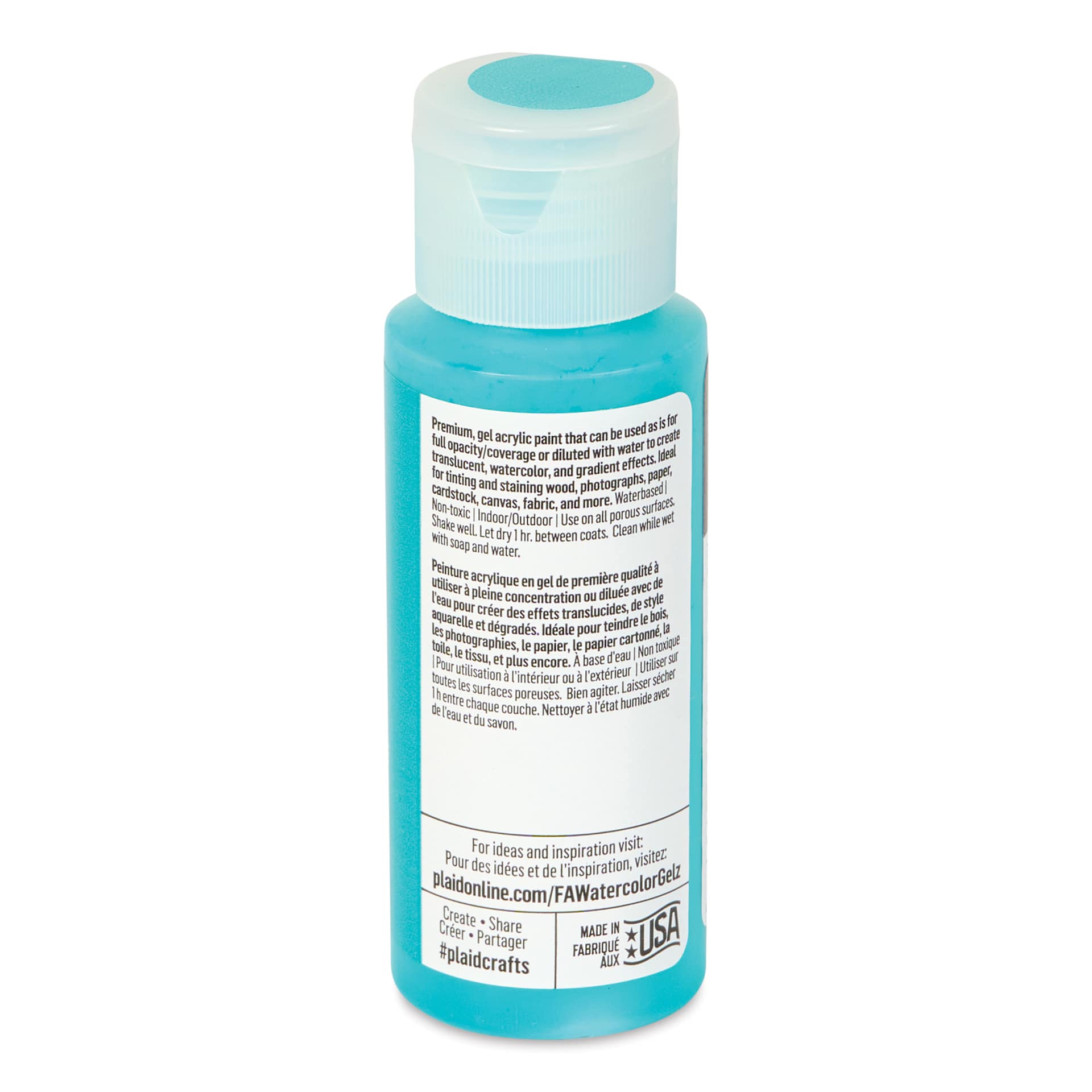 FolkArt Watercolor Gelz Acrylic Paint - Blue Lagoon, 2 oz - back