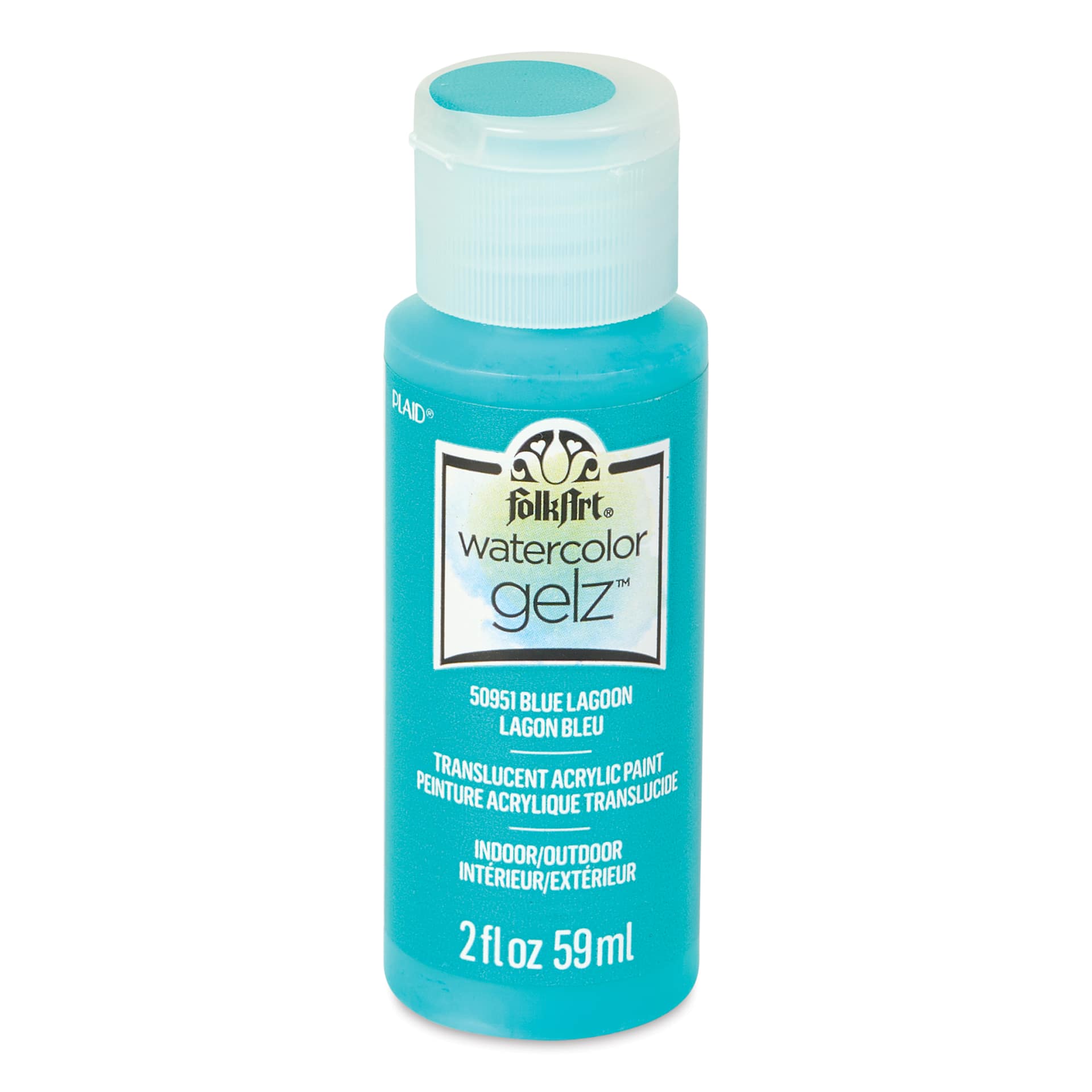 FolkArt Watercolor Gelz Acrylic Paint - Blue Lagoon, 2 oz - front