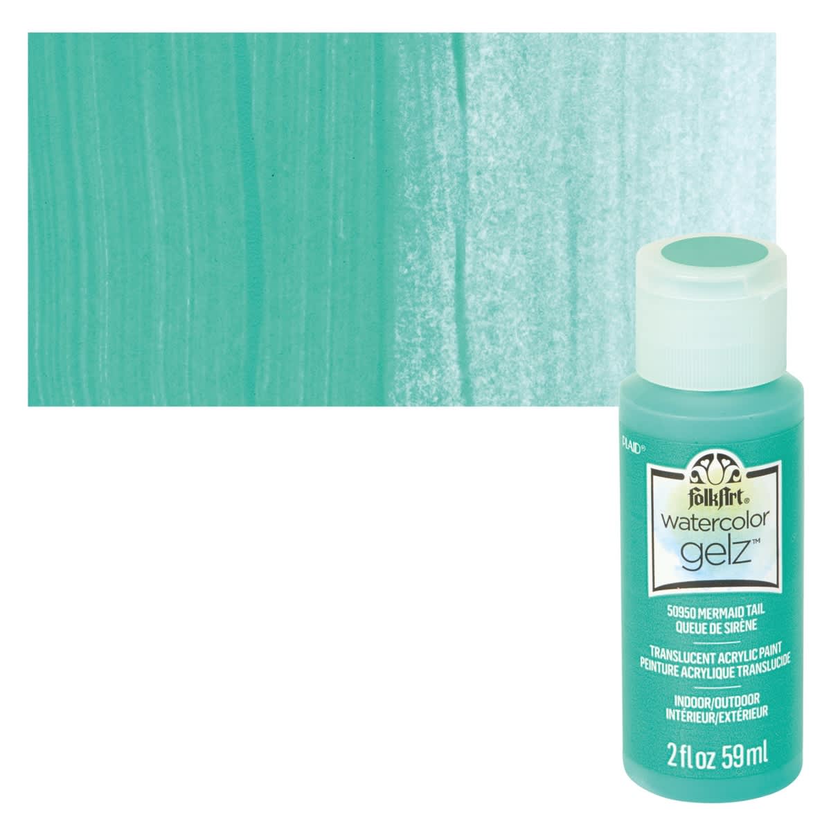 FolkArt Watercolor Gelz Acrylic Paint - Mermaid Tail - Bottle and Swatch