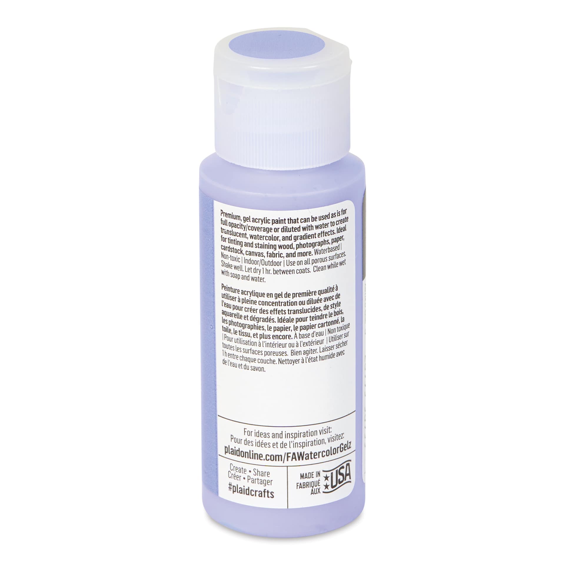 FolkArt Watercolor Gelz Acrylic Paint - Periwinkle, 2 oz - back