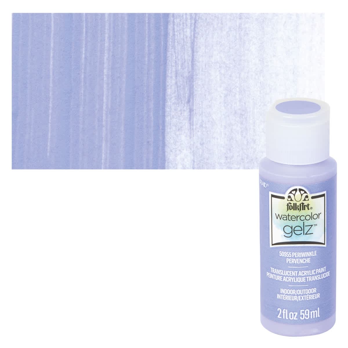 FolkArt Watercolor Gelz Acrylic Paint - Periwinkle - Bottle and Swatch