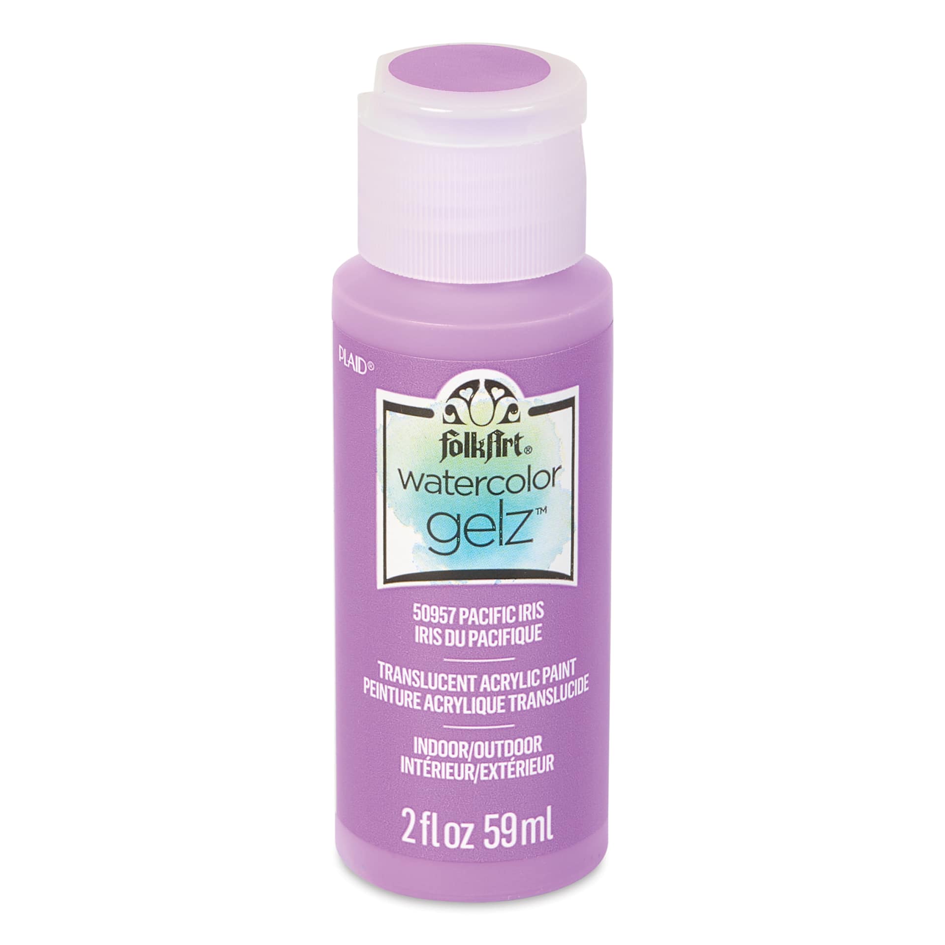 FolkArt Watercolor Gelz Acrylic Paint - Pacific Iris, 2 oz - front