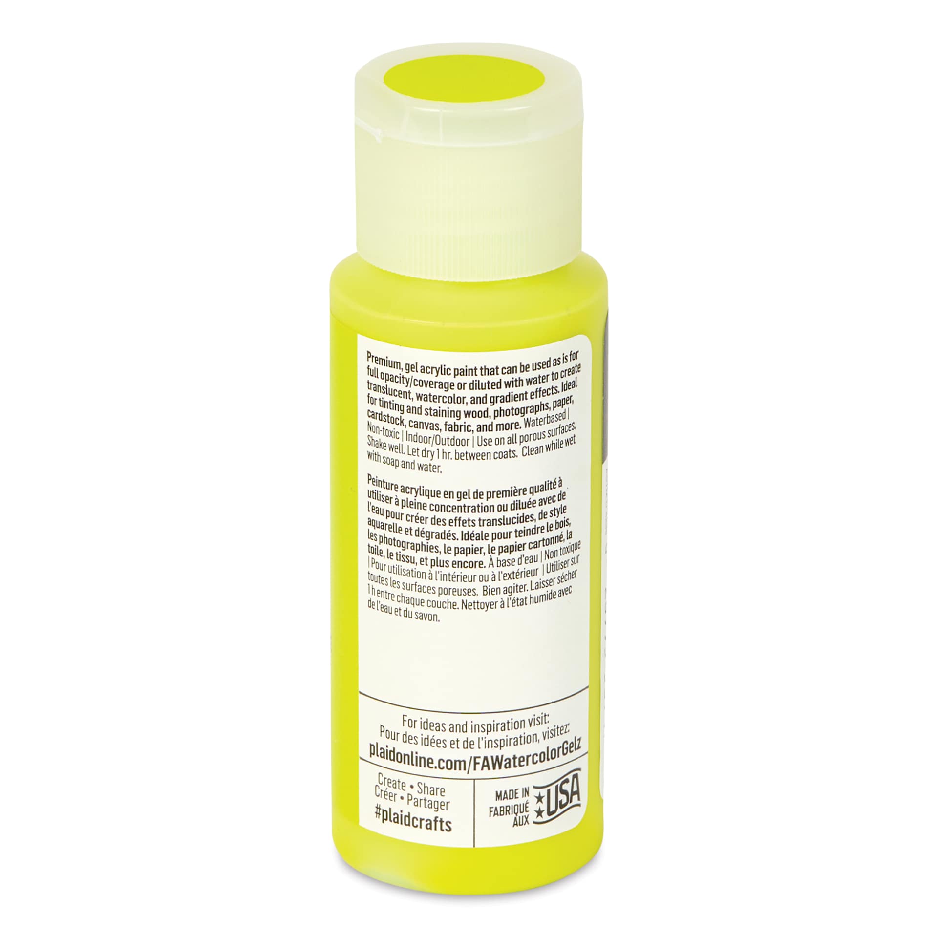FolkArt Watercolor Gelz Acrylic Paint - Limelight, 2 oz - back