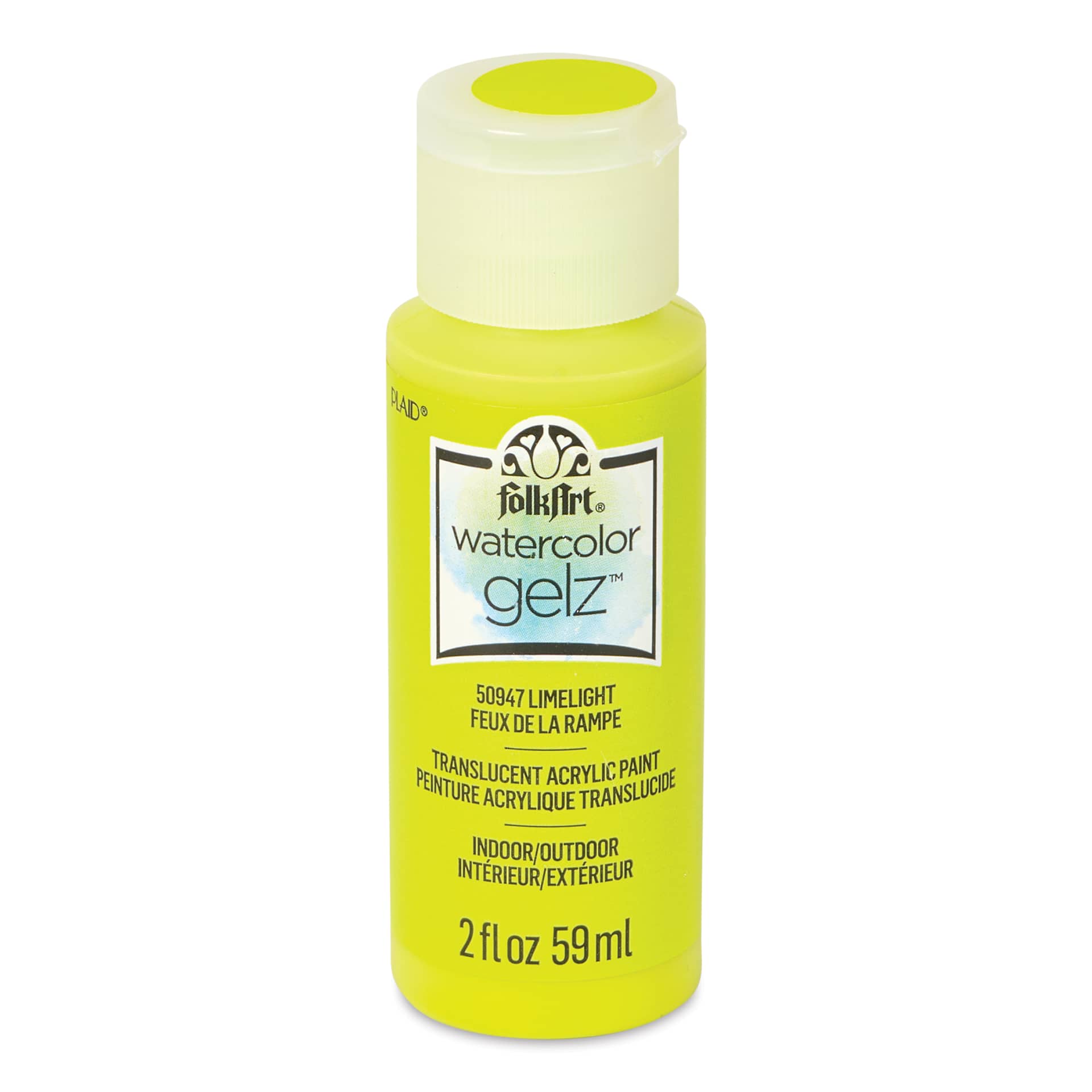 FolkArt Watercolor Gelz Acrylic Paint - Limelight, 2 oz - front